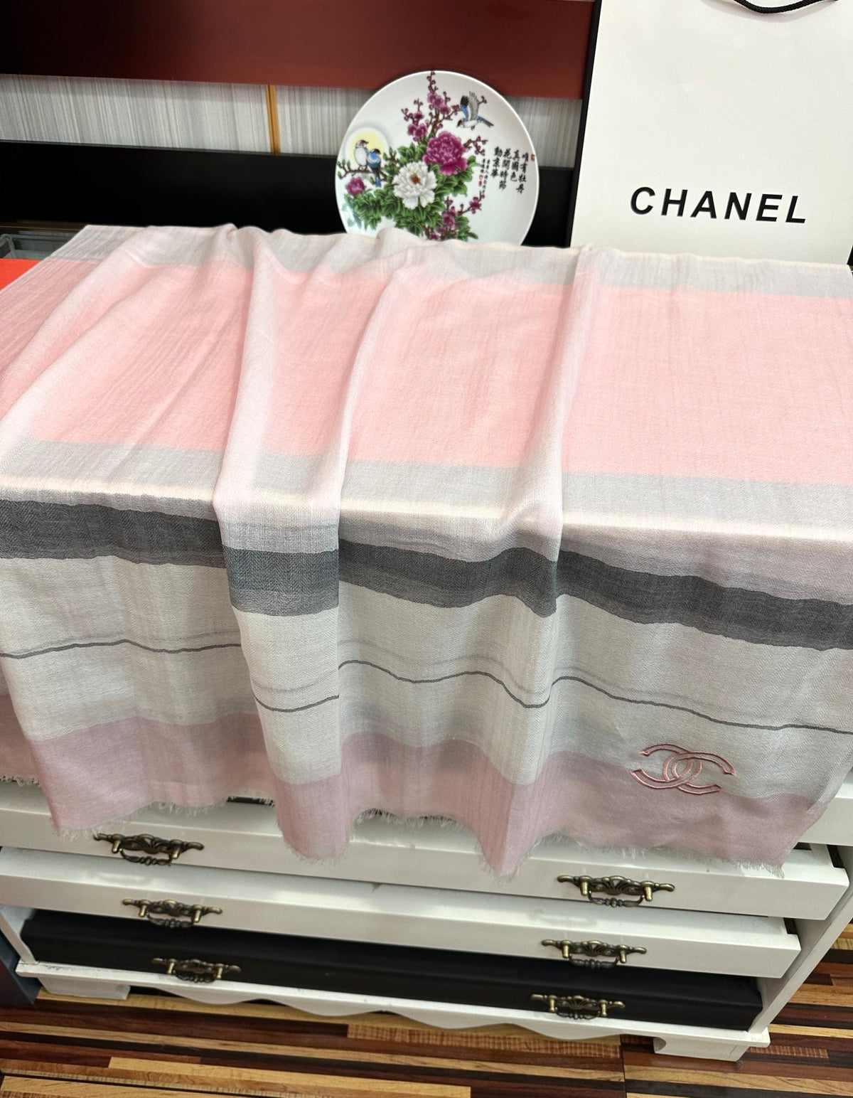 Scarf 200 Cm In Pastel Pink Silk And Cashmere 400025