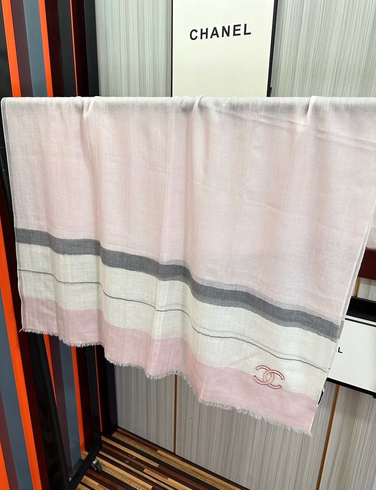 Scarf 200 Cm In Pastel Pink Silk And Cashmere 400025