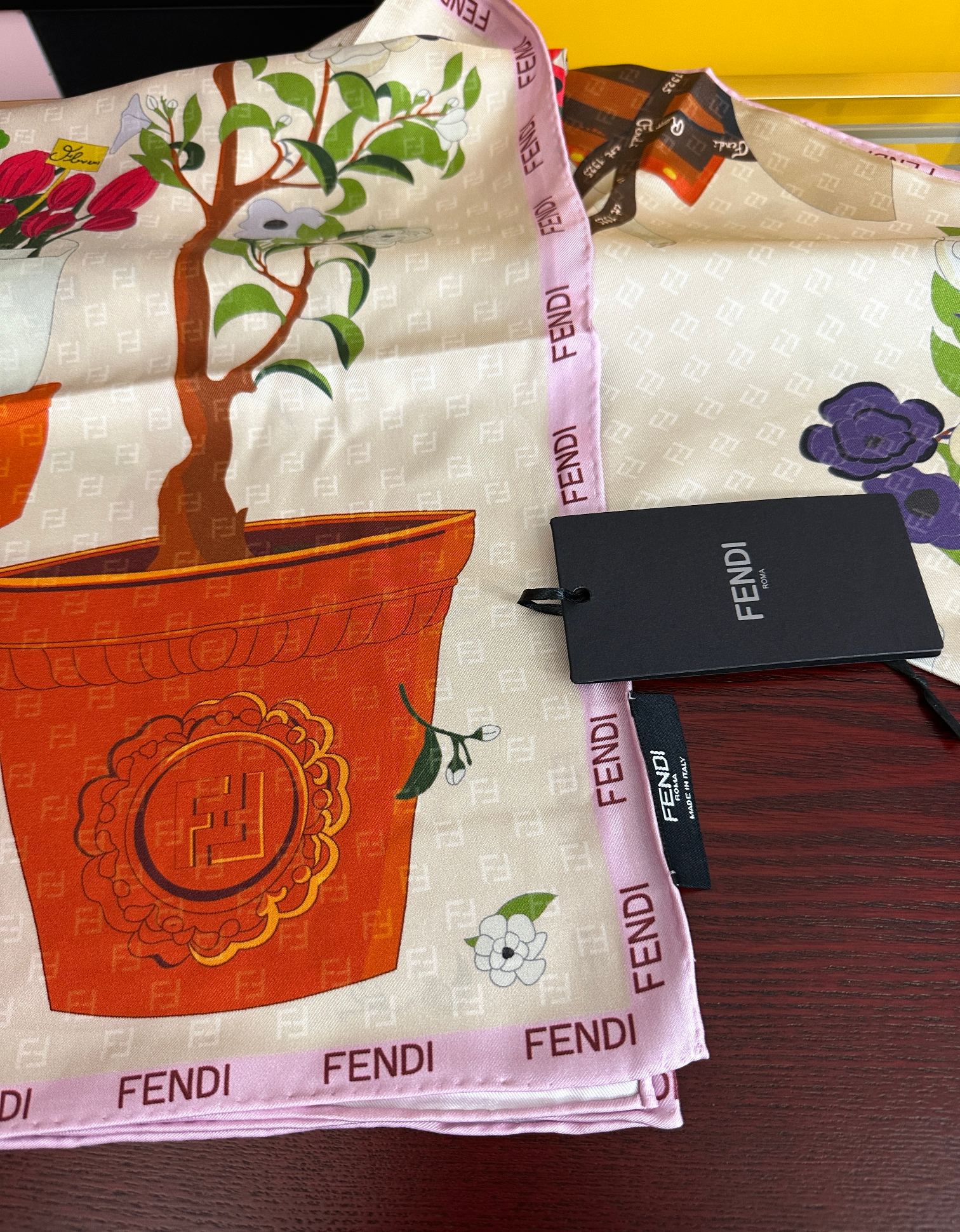 Fendi Scarf 90x90 Colorful Twill Silk 445052