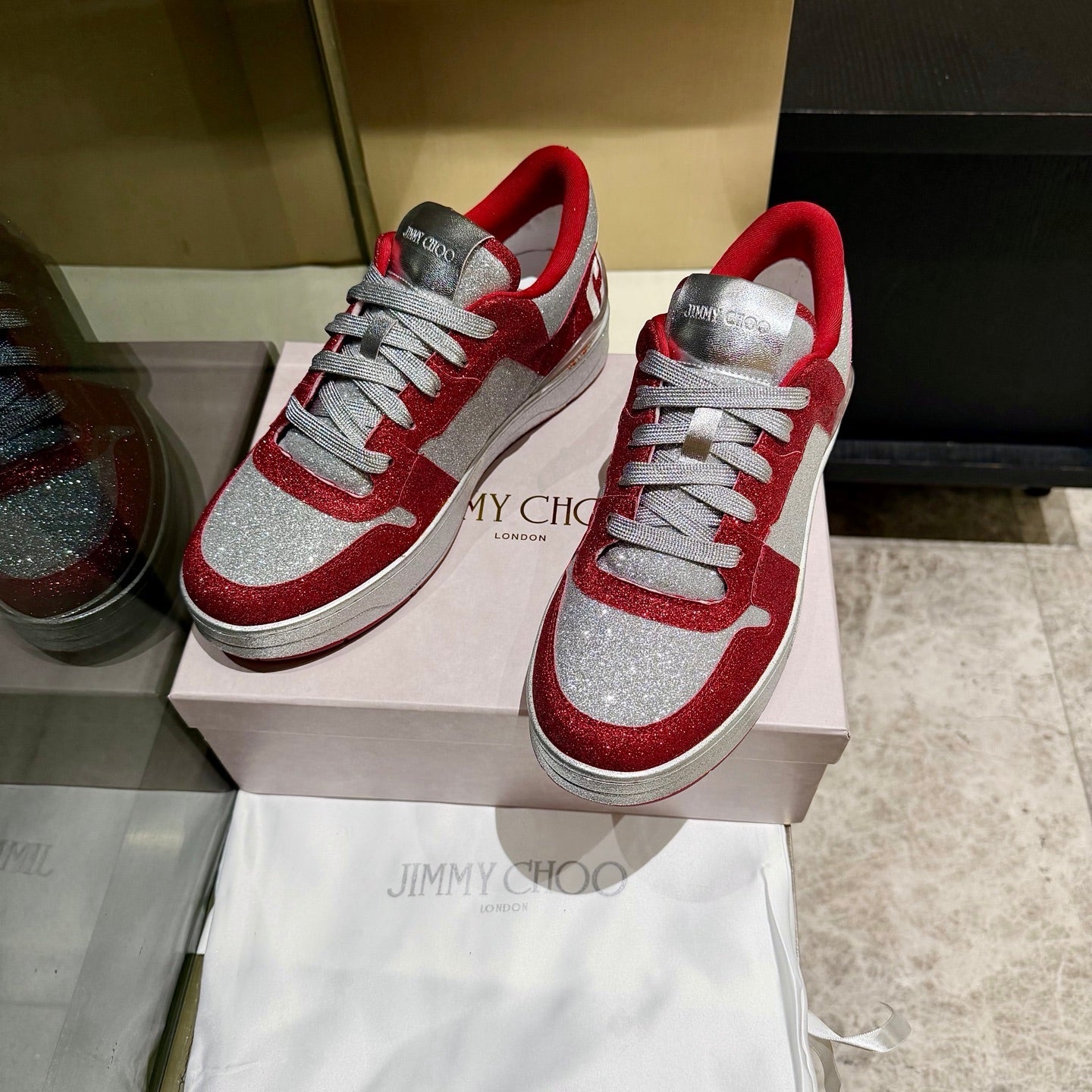 Jimmy Florent Sneaker Red Grey Glitter 715039