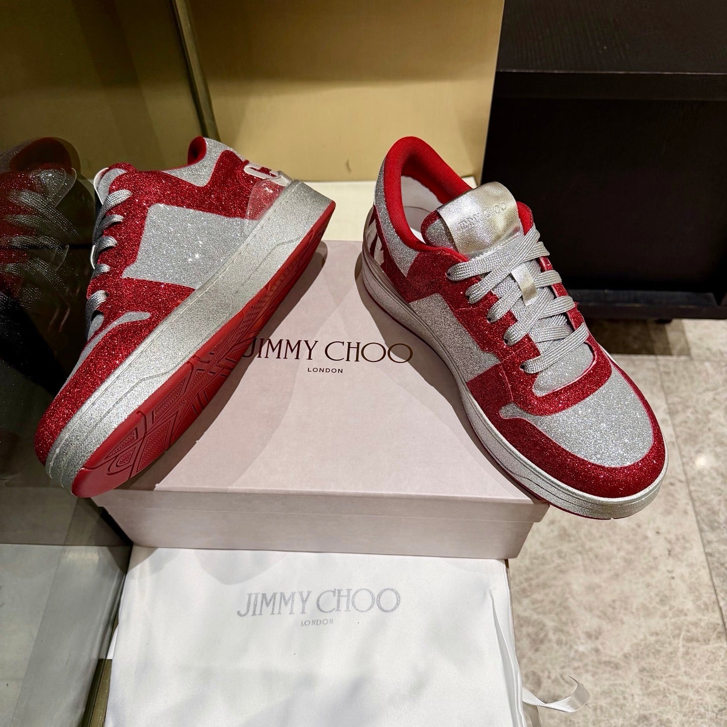 Jimmy Florent Sneaker Red Grey Glitter 715039