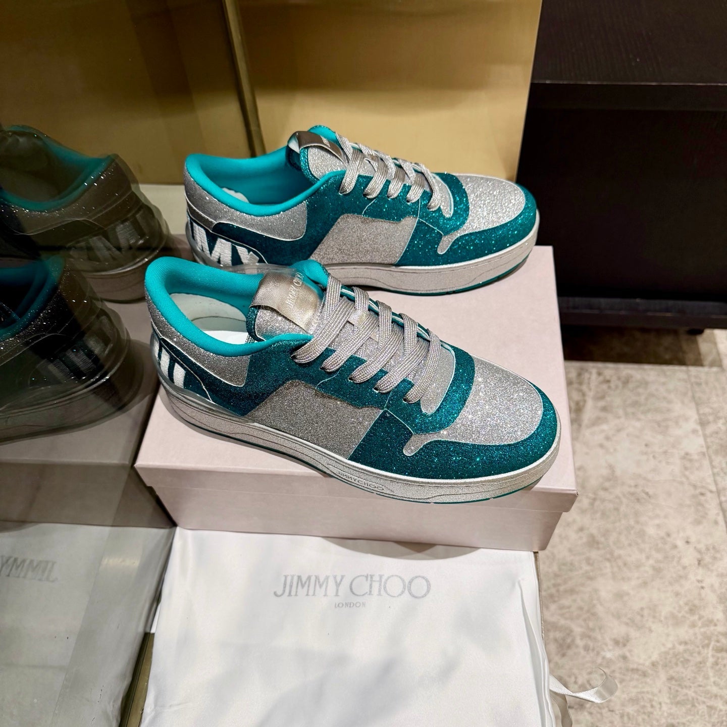 Jimmy Florent Sneaker Teal Green Grey Glitter 715038