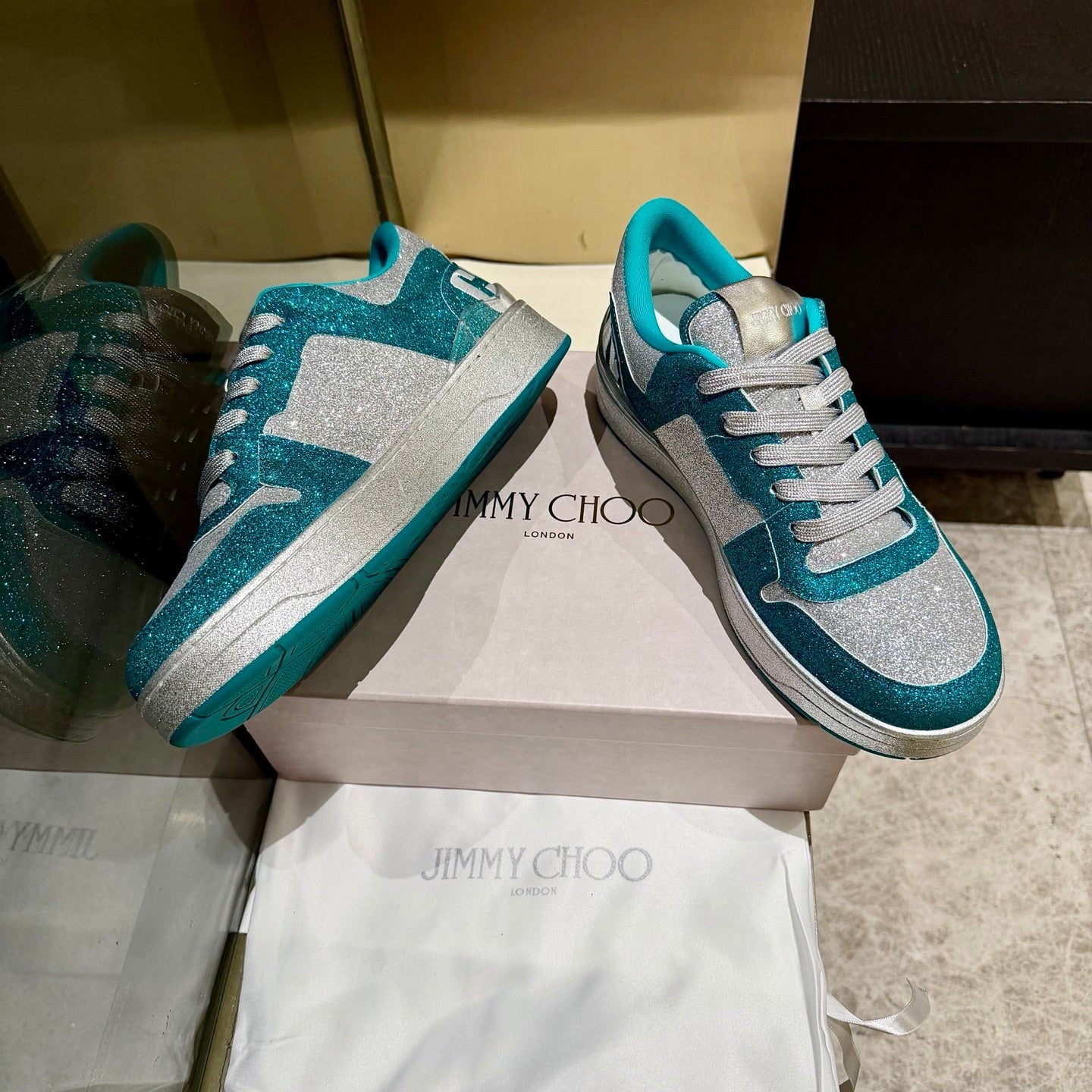 Jimmy Florent Sneaker Teal Green Grey Glitter 715038