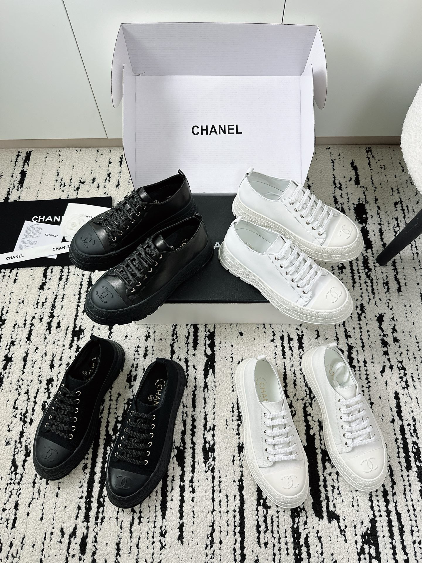 CC Platform Sneakers Black Rubber Cotton 696673