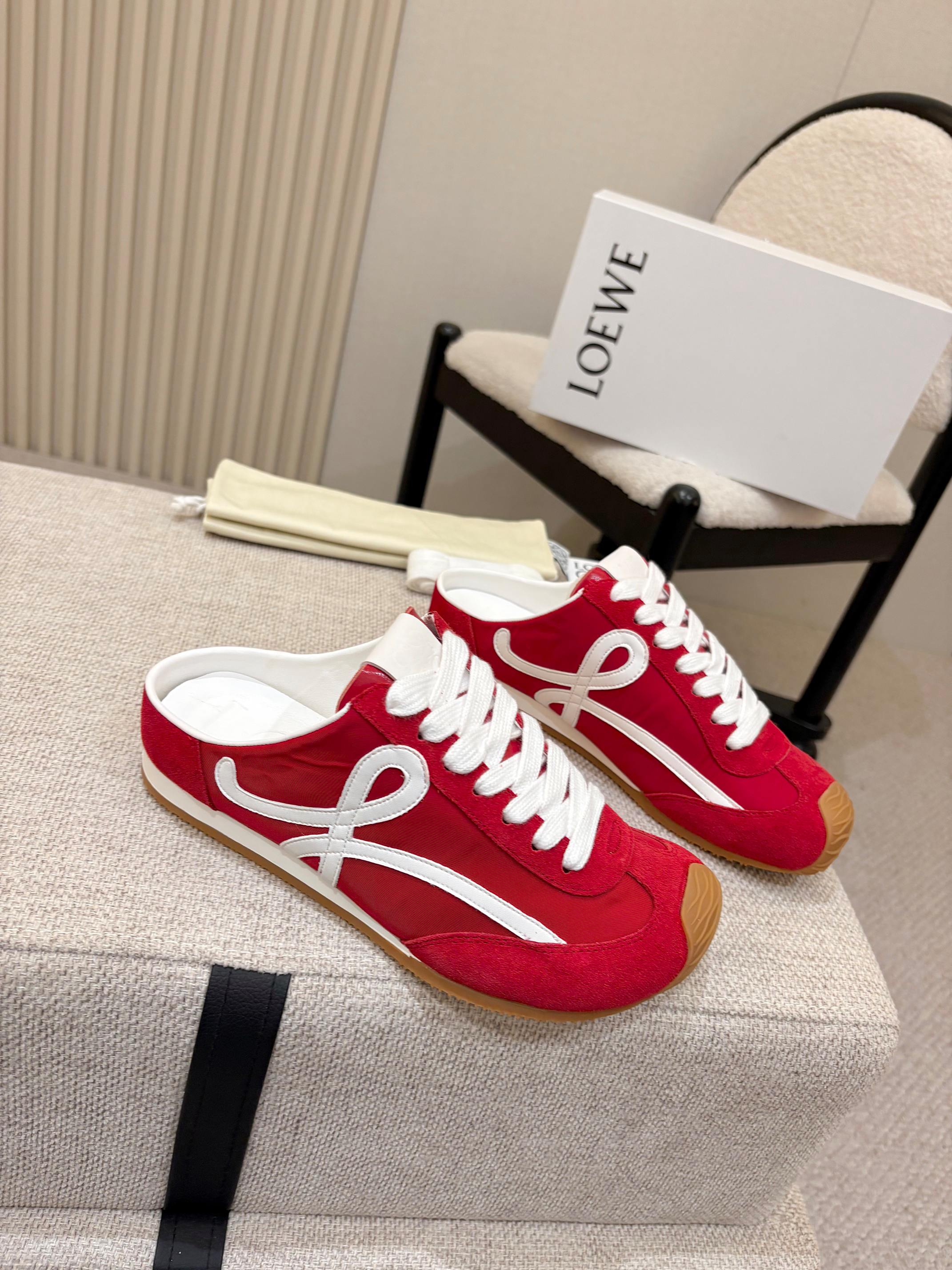 Loewe Ballet Runner Slip-On Red Suede Nylon 833799
