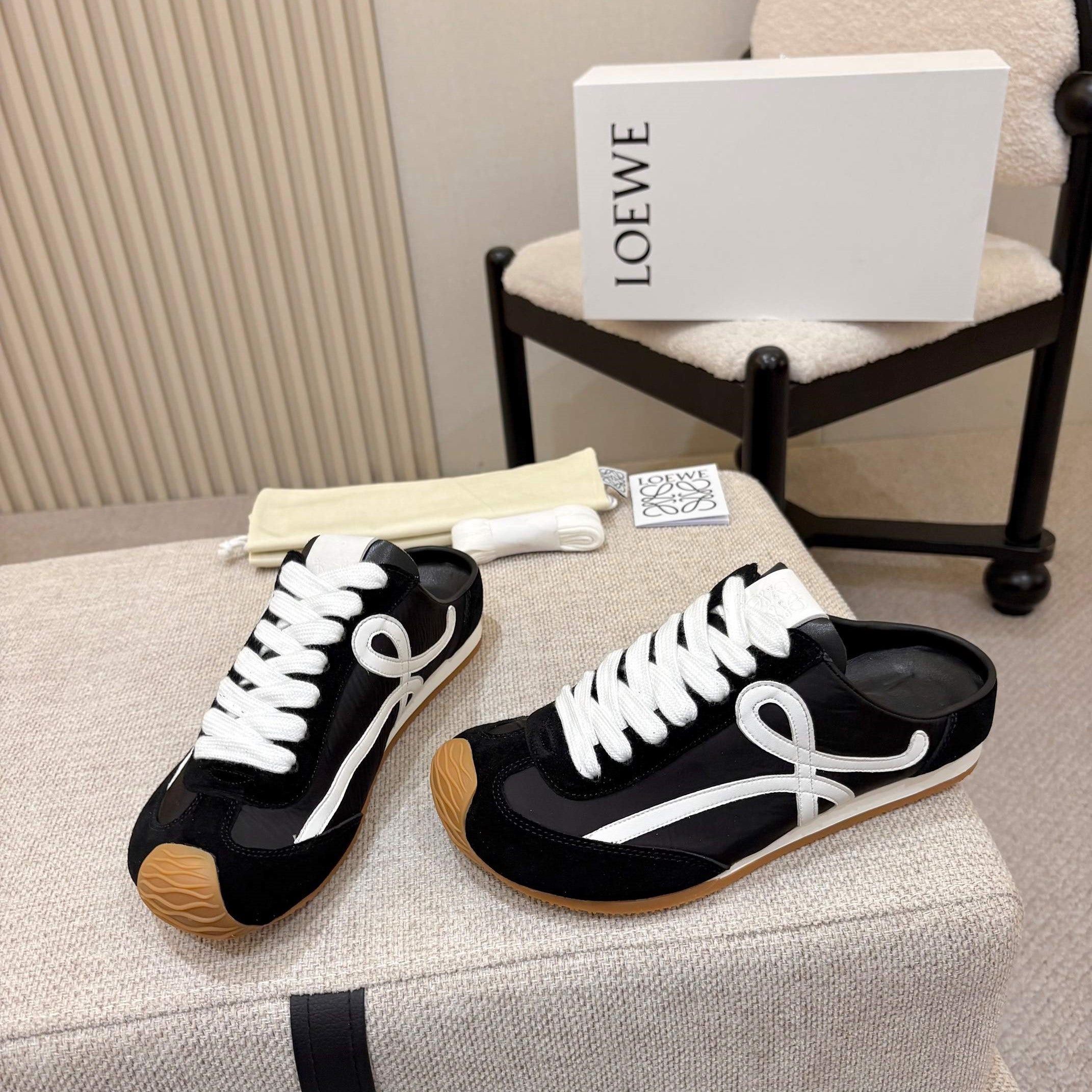 Loewe Ballet Runner Slip-On Black Suede Nylon 833800