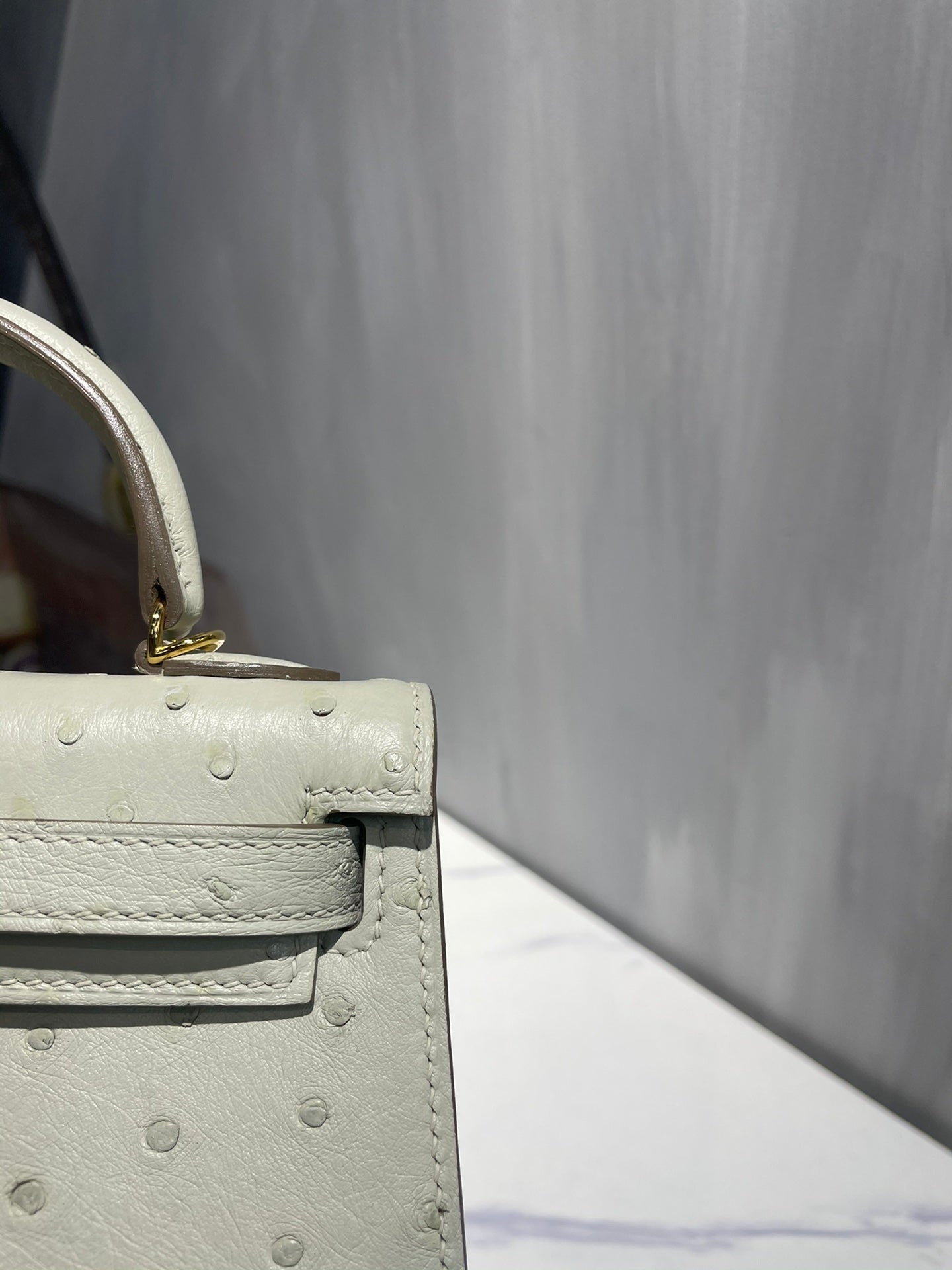Hermes Kelly 19 Sellier Off White Ostrich Leather Bag GHW (need 25 day to produce) 270336