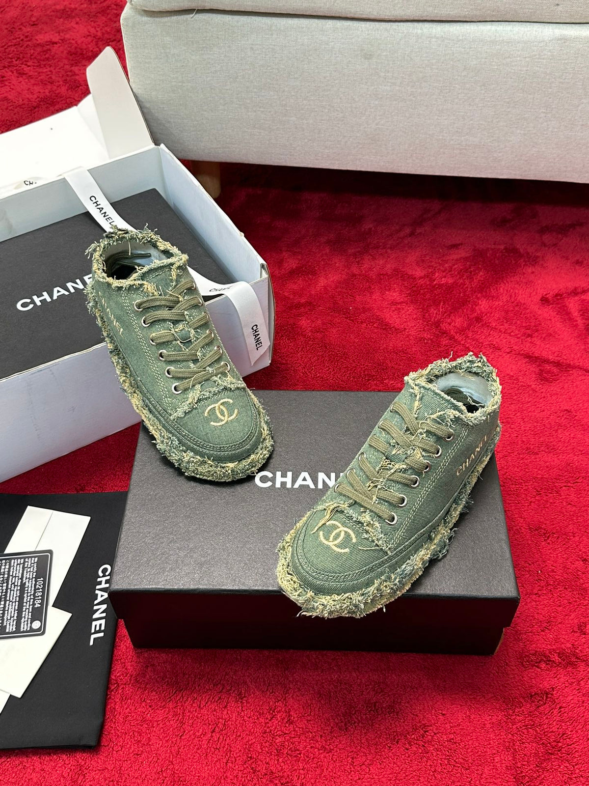 CC 26S Sneaker Flowing Embroidery Green Denim Canvas 147789
