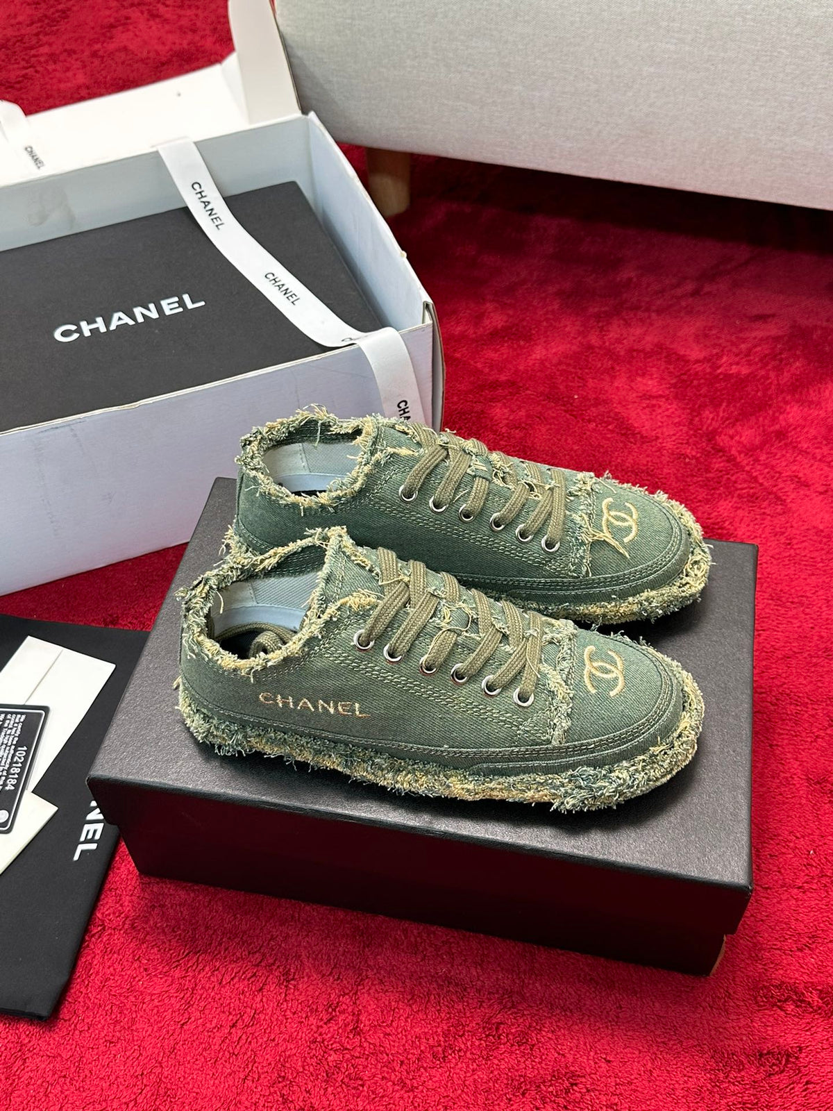 CC 26S Sneaker Flowing Embroidery Green Denim Canvas 147789