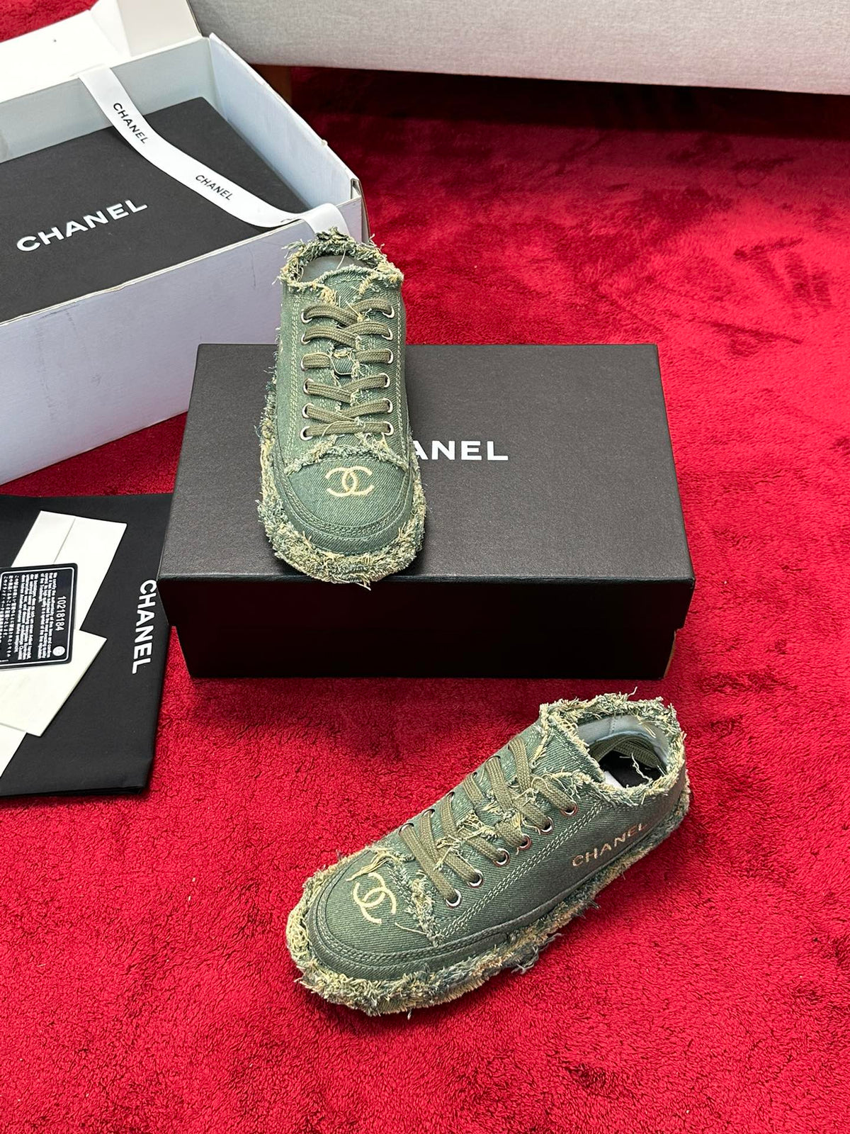 CC 26S Sneaker Flowing Embroidery Green Denim Canvas 147789