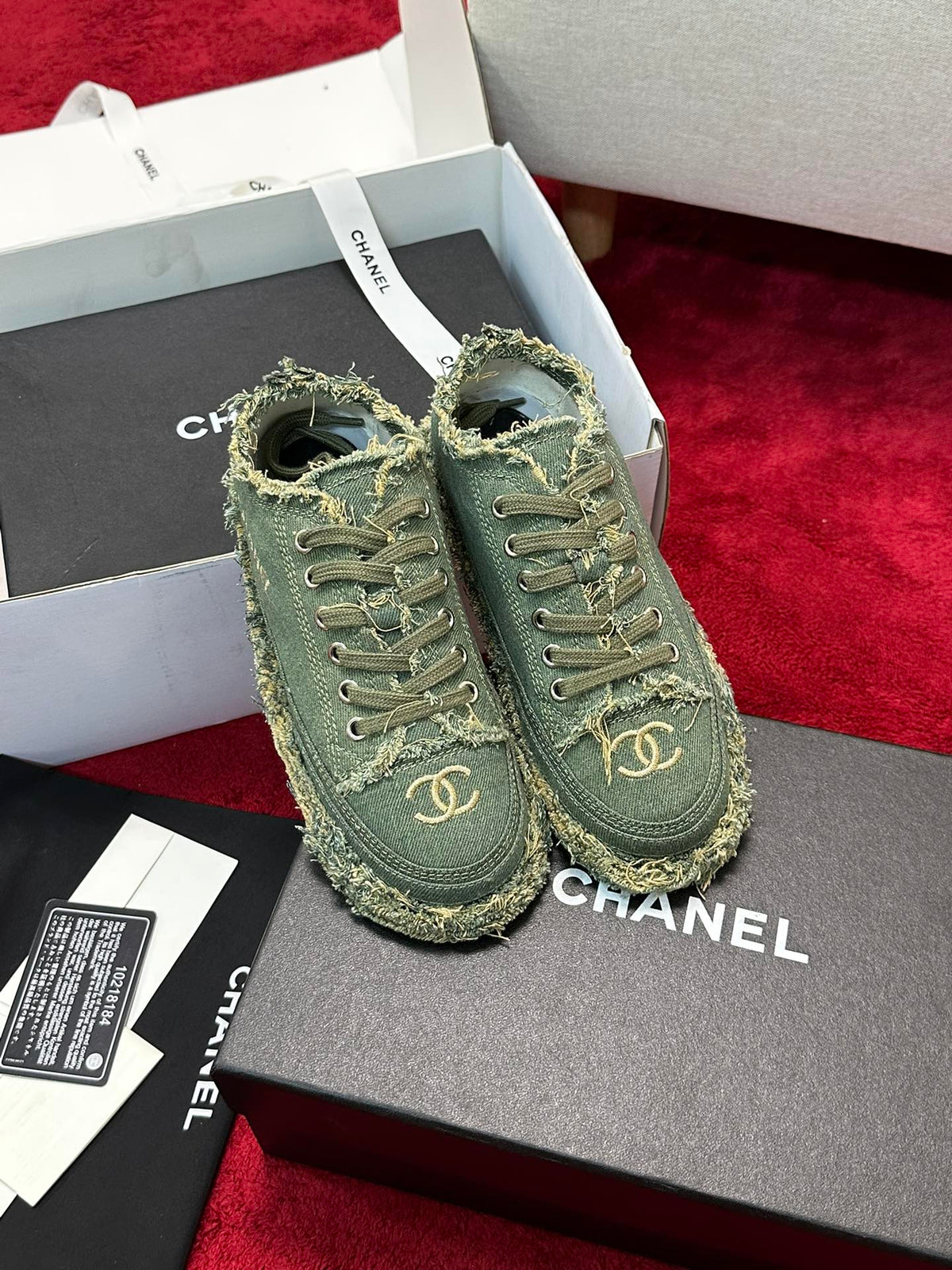 CC 26S Sneaker Flowing Embroidery Green Denim Canvas 147789