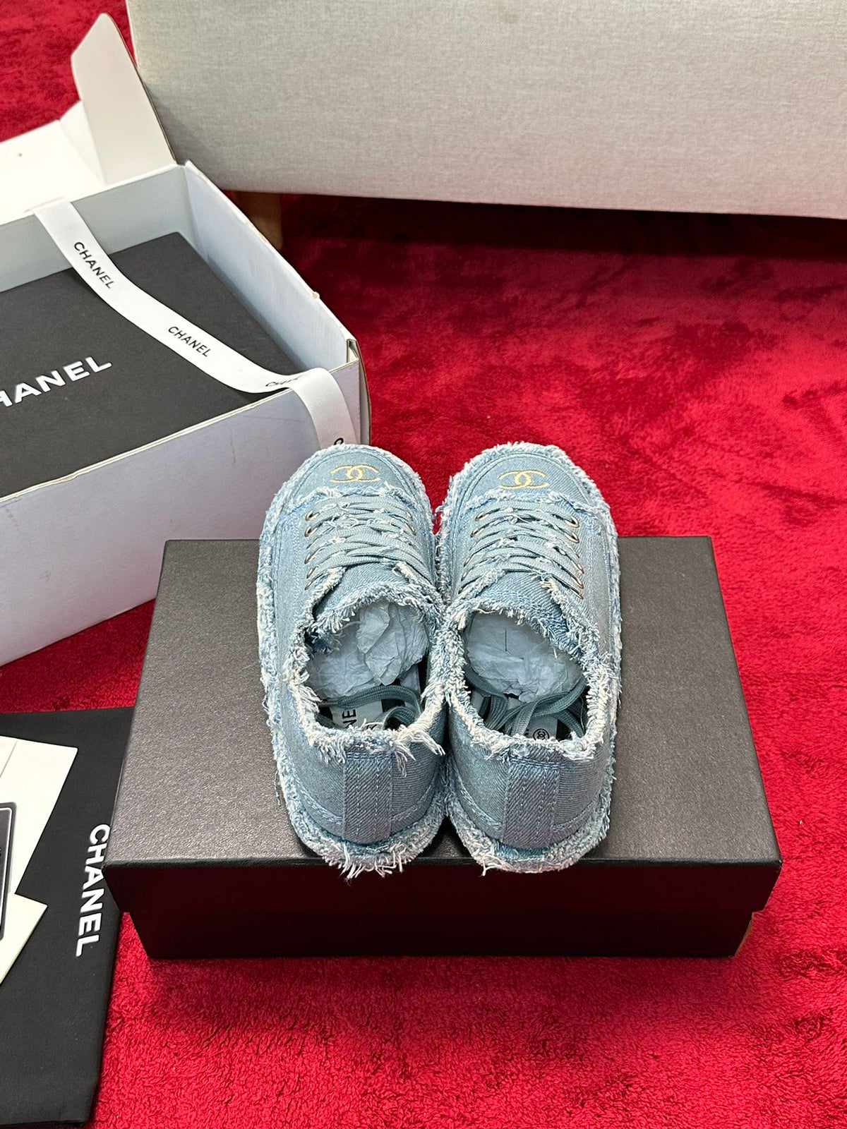 CC 26S Sneaker Flowing Embroidery Blue Denim Canvas 147790