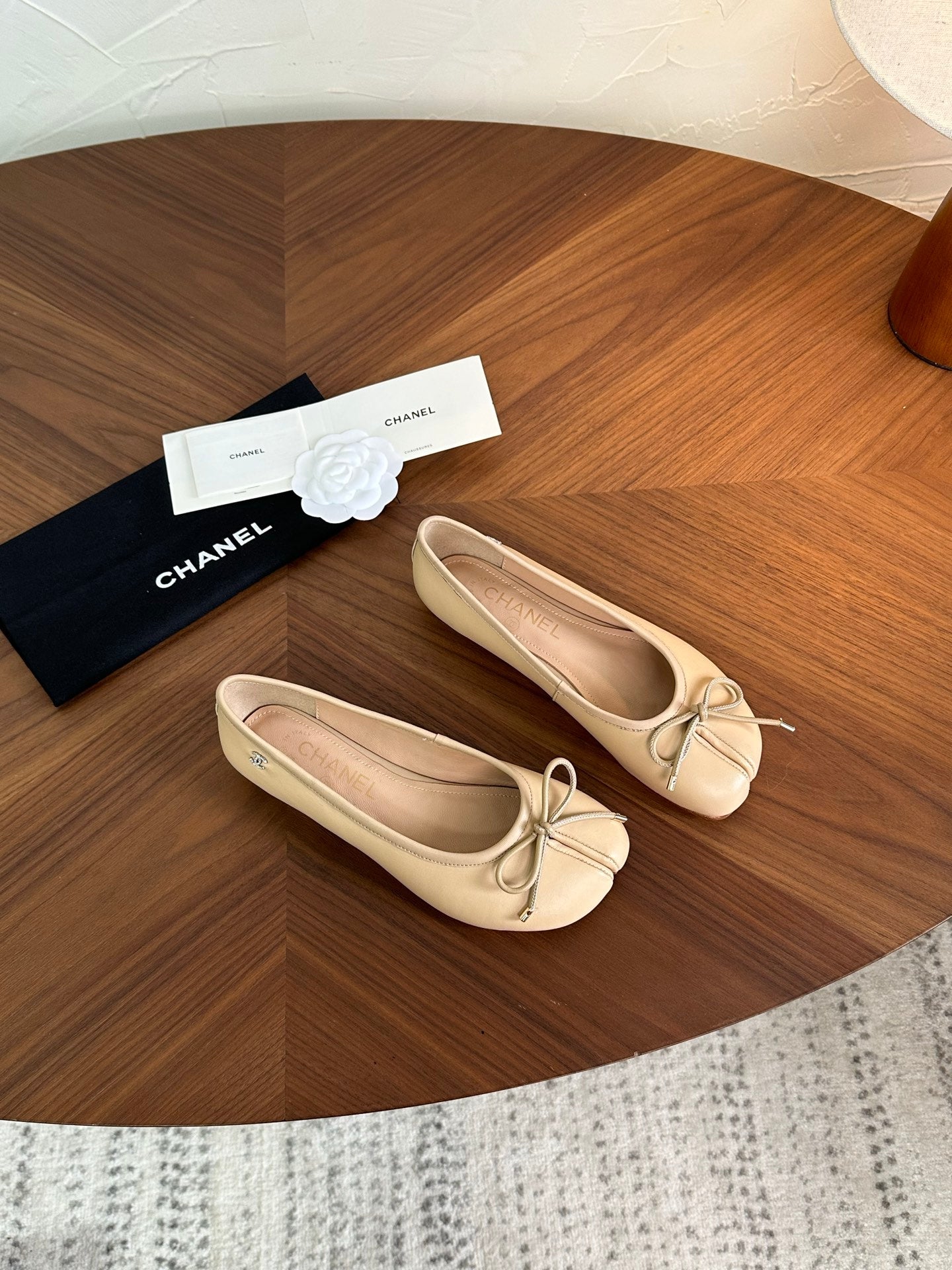 CC 26s Split-Toe Ballet Flat Beige Lambskin 938193