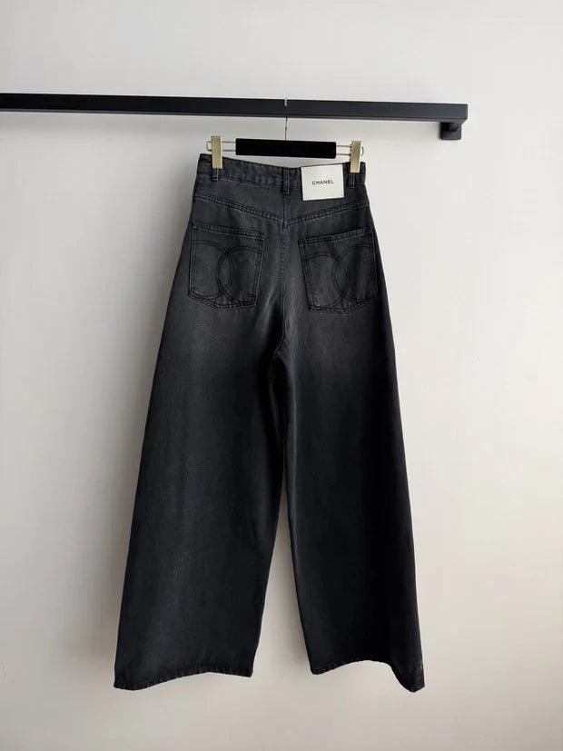 Chanel 2026 Wide-Leg Jeans Black Cotton 635824