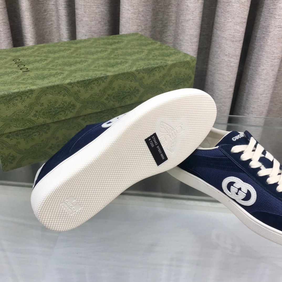 Gucci 26s Interlocking G Sneaker Denim Blue Suede
