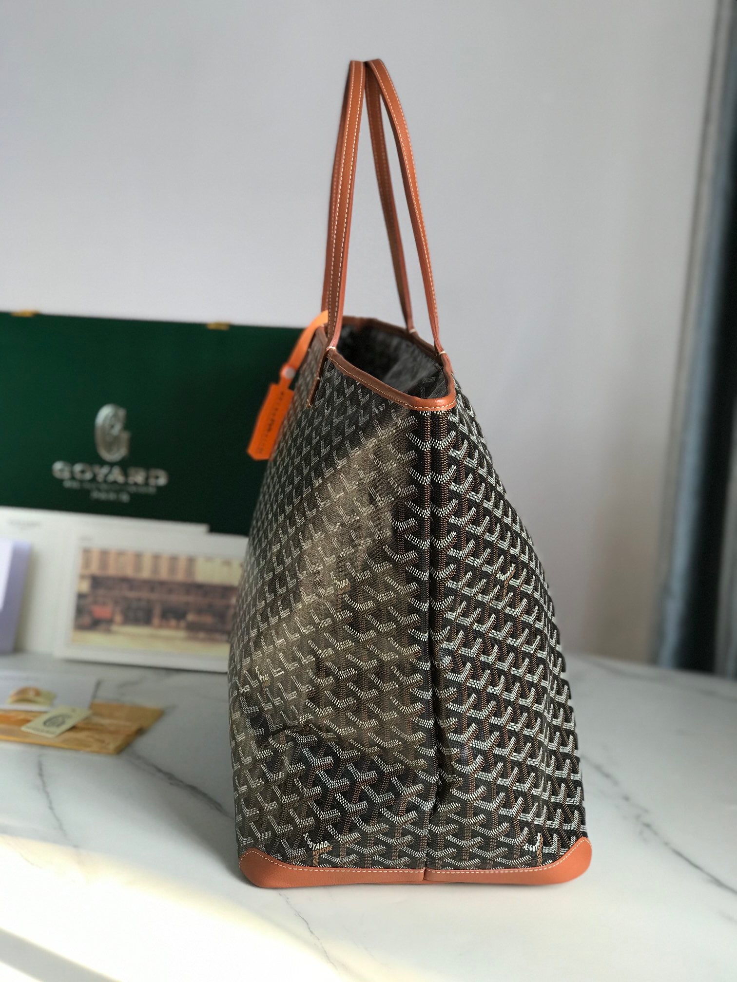 Goyard Artois GM Bag 37cm Black Tan Canvas & Calfskin