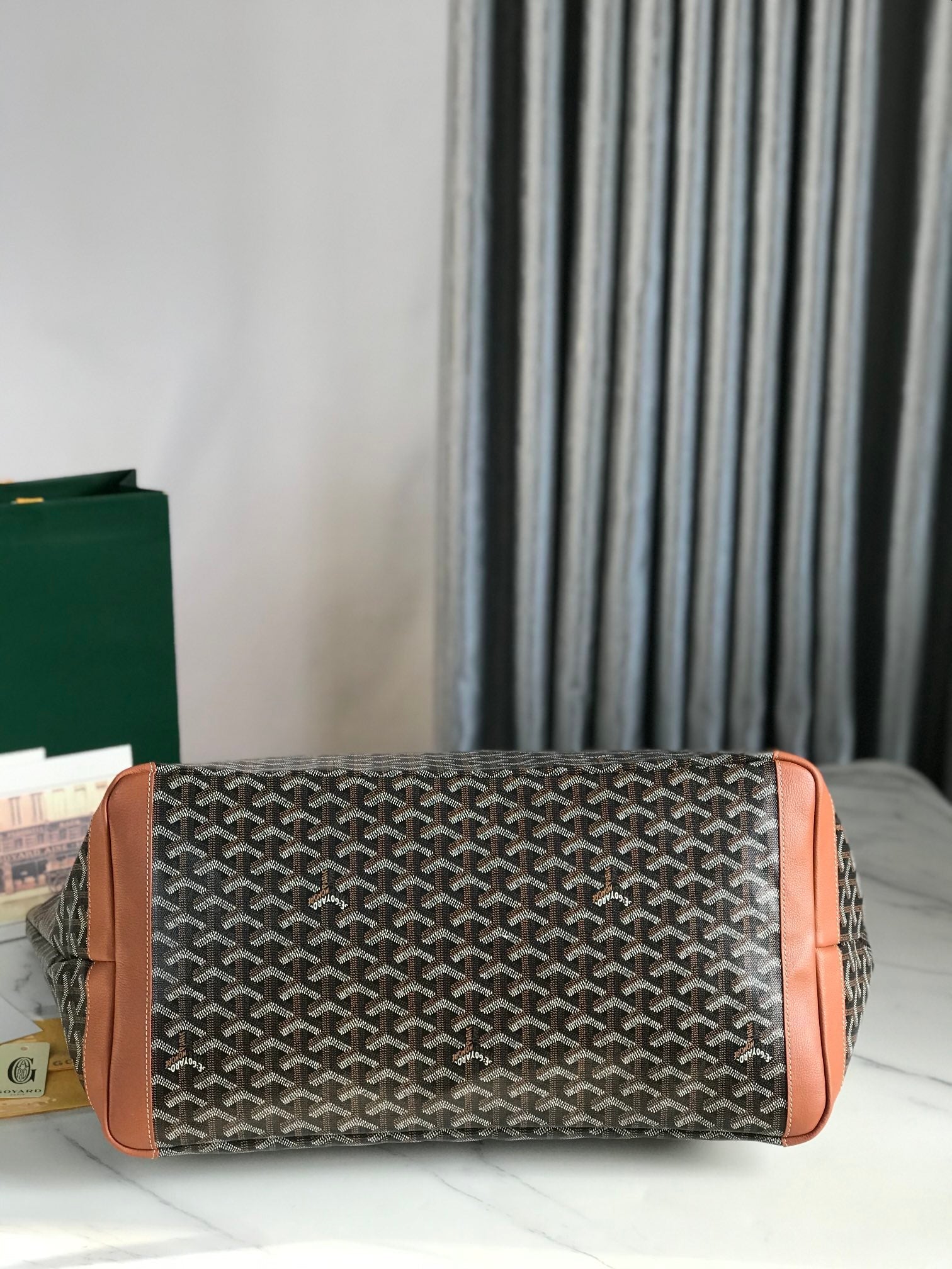Goyard Artois GM Bag 37cm Black Tan Canvas & Calfskin