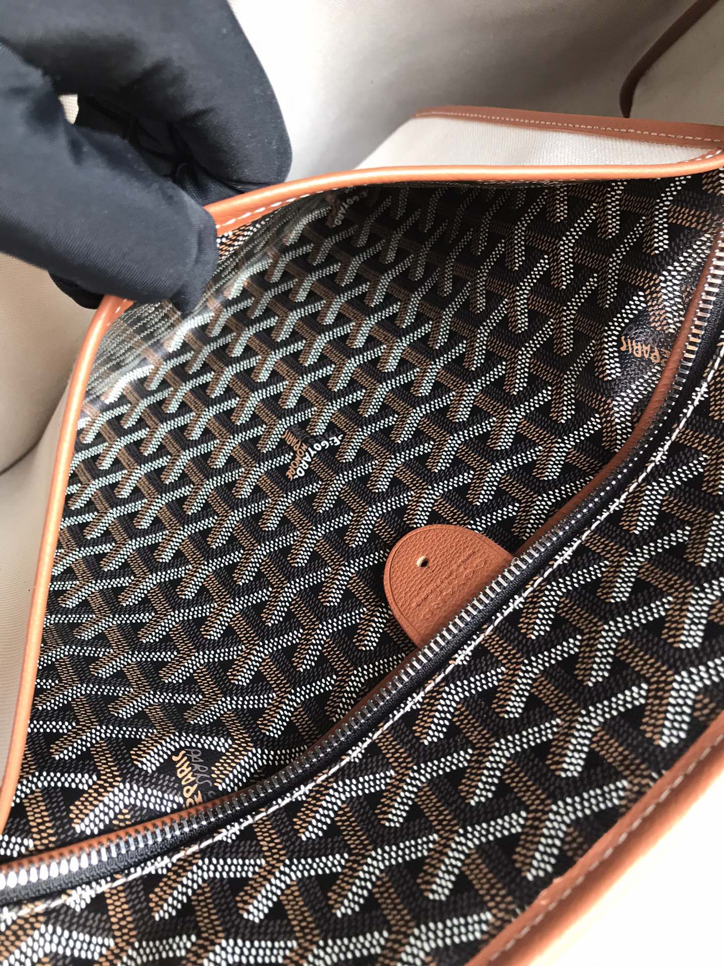 Goyard Artois GM Bag 37cm Black Tan Canvas & Calfskin