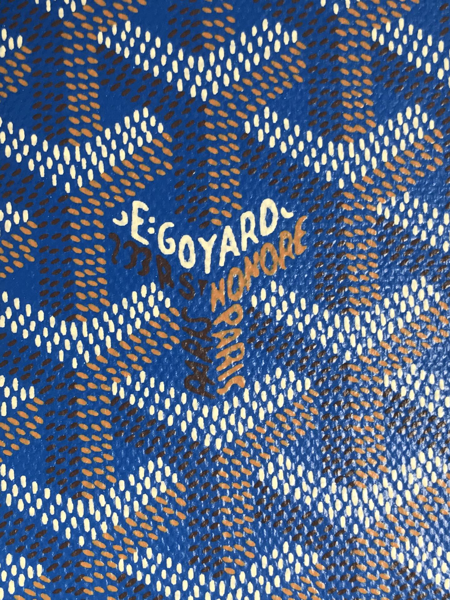 Goyard Victoire Wallet 11cm Blue Canvas & Cafskin