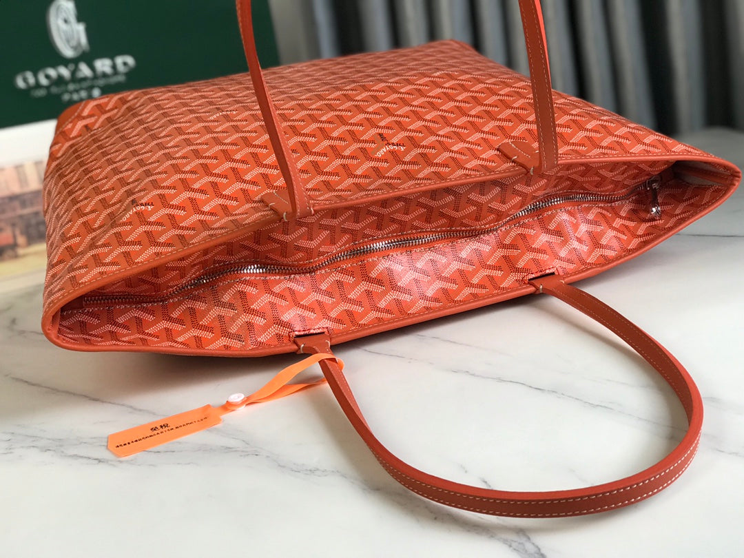 Goyard Artois PM Bag 35cm Orange Canvas & Calfskin