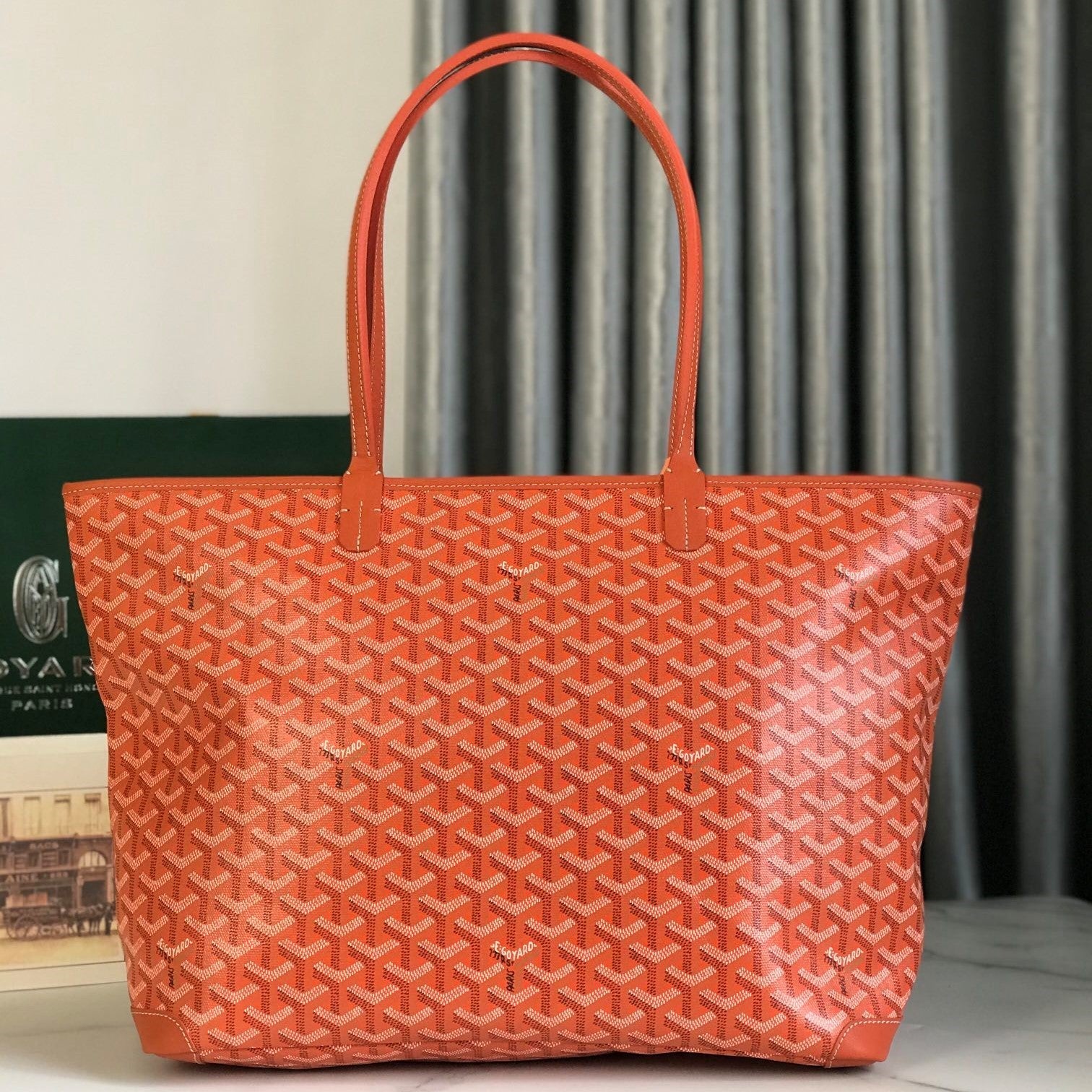 Goyard Artois PM Bag 35cm Orange Canvas & Calfskin