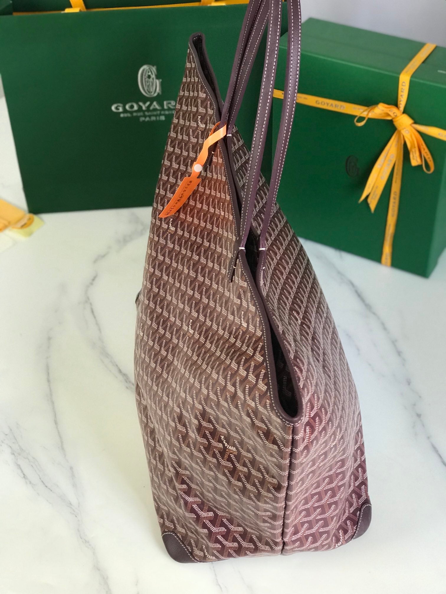 Goyard Artois GM Bag 37cm Burgundy Canvas & Calfskin