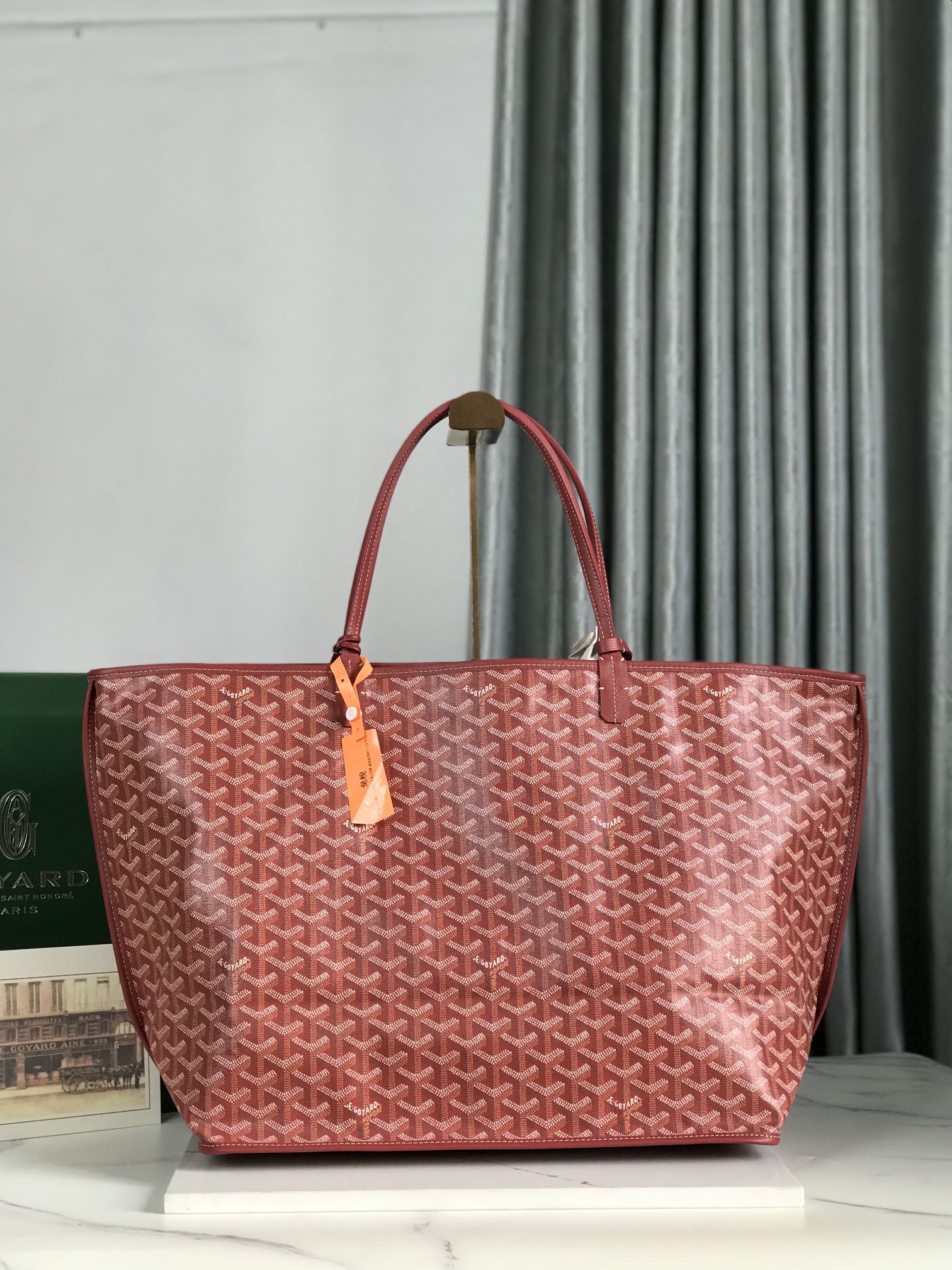 Goyard Anjou GM Bag 39cm Red Calfskin Goyardine Canvas 290824