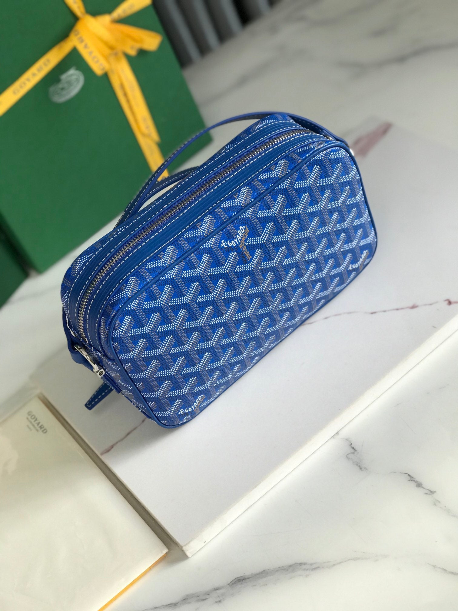 Goyard Cap-Vert Camera Bag Blue Calfskin Canvas 290853