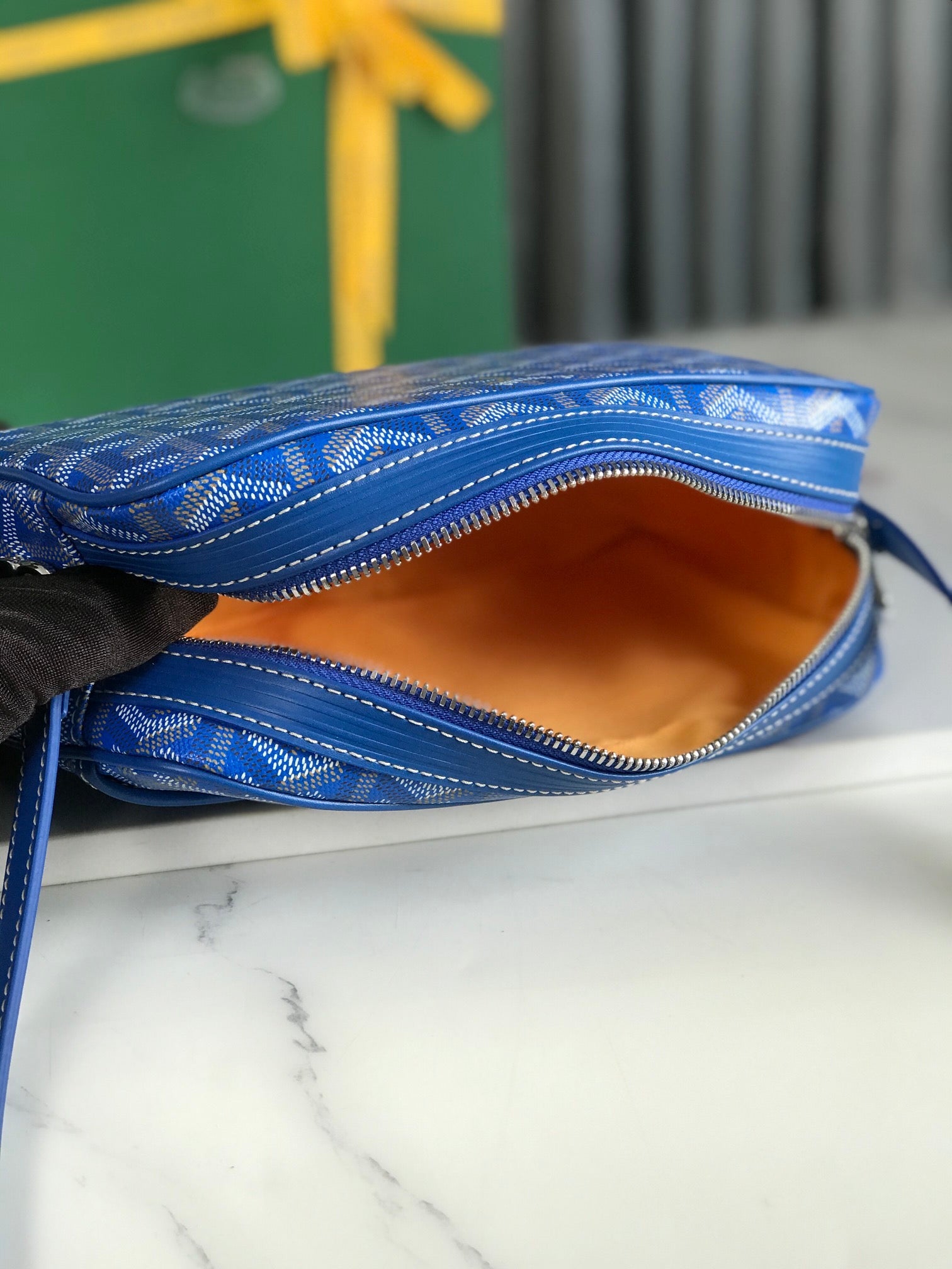 Goyard Cap-Vert Camera Bag Blue Calfskin Canvas 290853