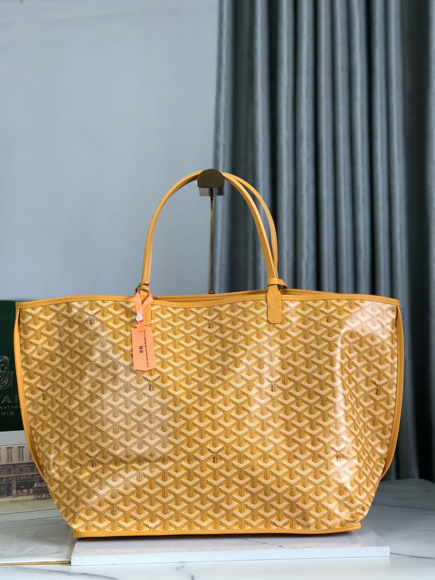 Goyard Anjou GM Bag 39cm Yellow Calfskin Goyardine Canvas 290826