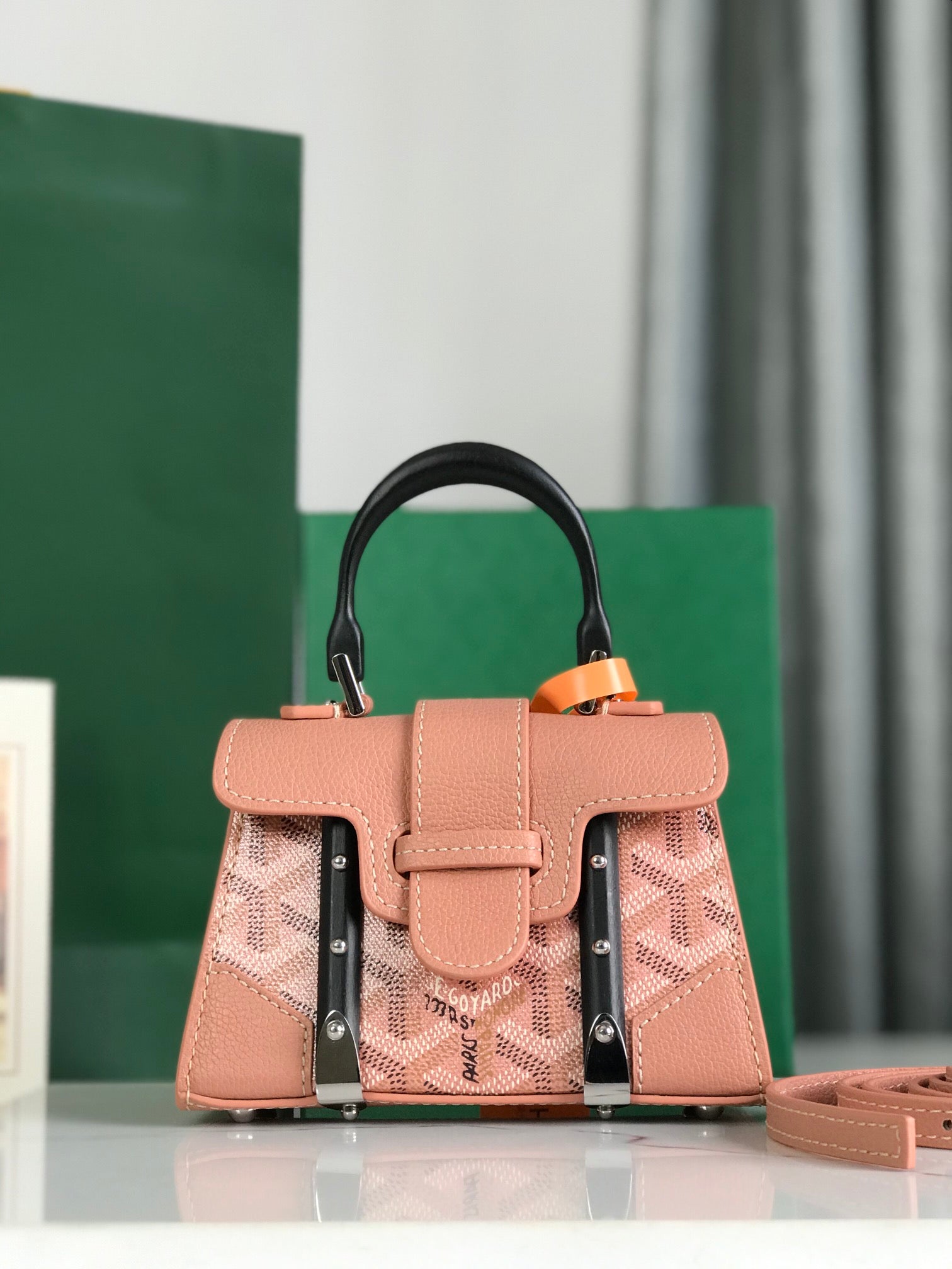 Goyard Saïgon Nano Mini Bag 14.5cm Pink Canvas & Calfskin