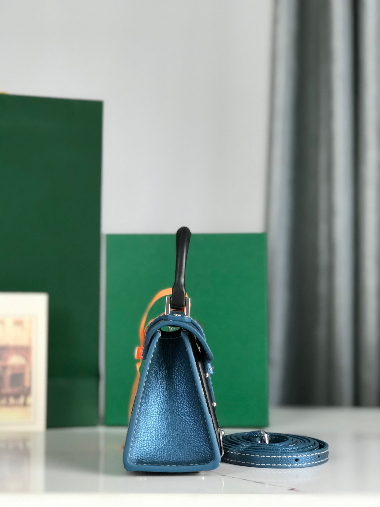 Goyard Saïgon Nano Mini Bag 14.5cm Blue Canvas & Calfskin