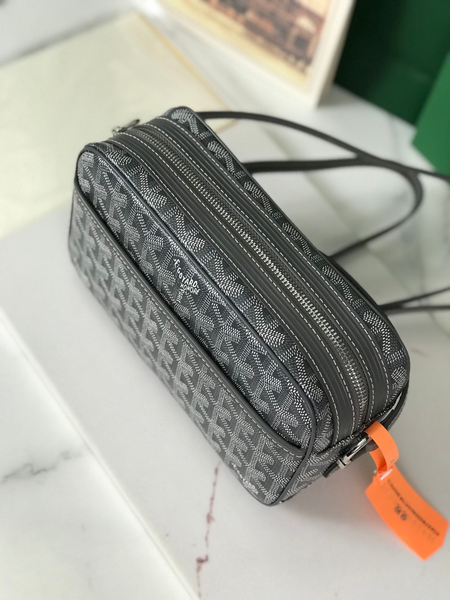 Goyard Cap-Vert Camera Bag Grey Calfskin Canvas 290855