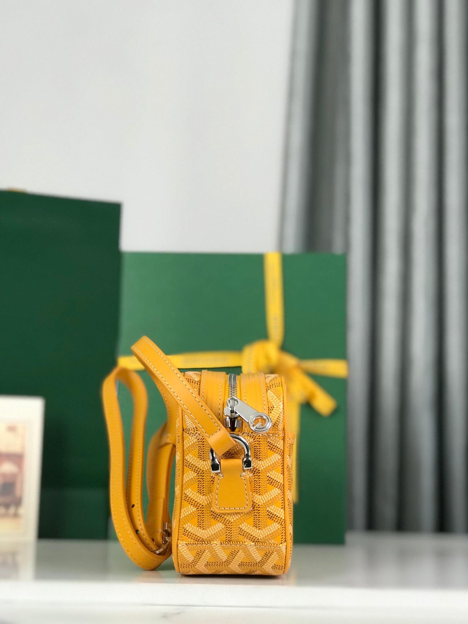 Goyard Cap-Vert Camera Bag Yellow Calfskin Canvas 290860