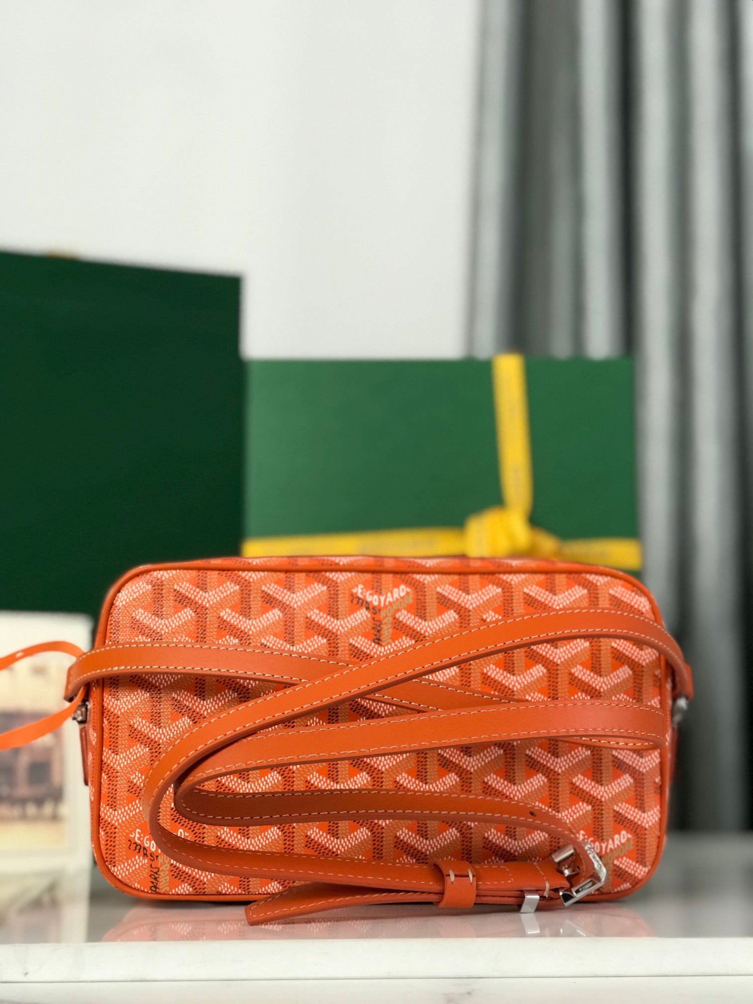 Goyard Cap-Vert Camera Bag Orange Calfskin Canvas 290859