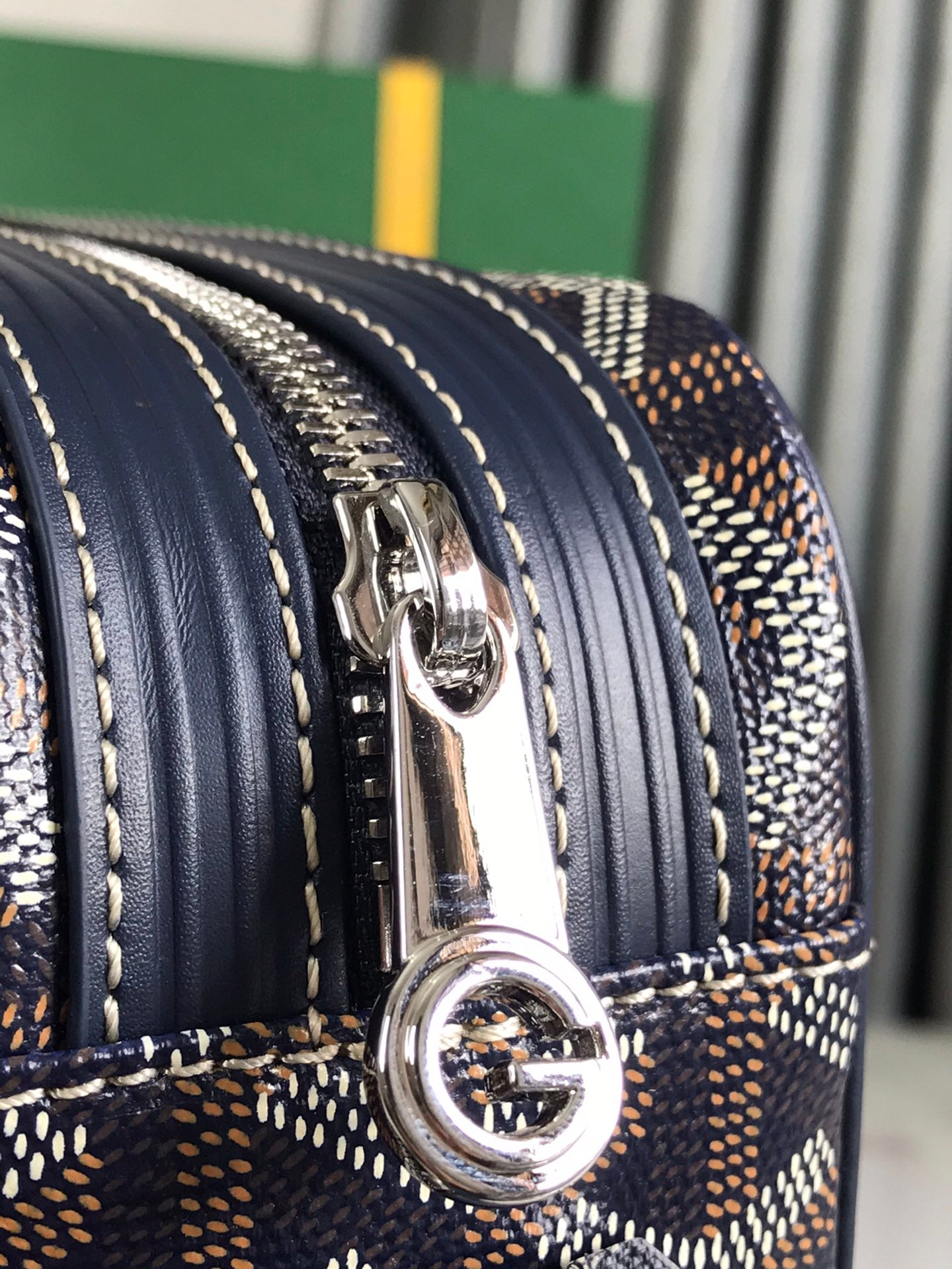 Goyard Cap-Vert Camera Bag Dark Blue Calfskin Canvas 290852