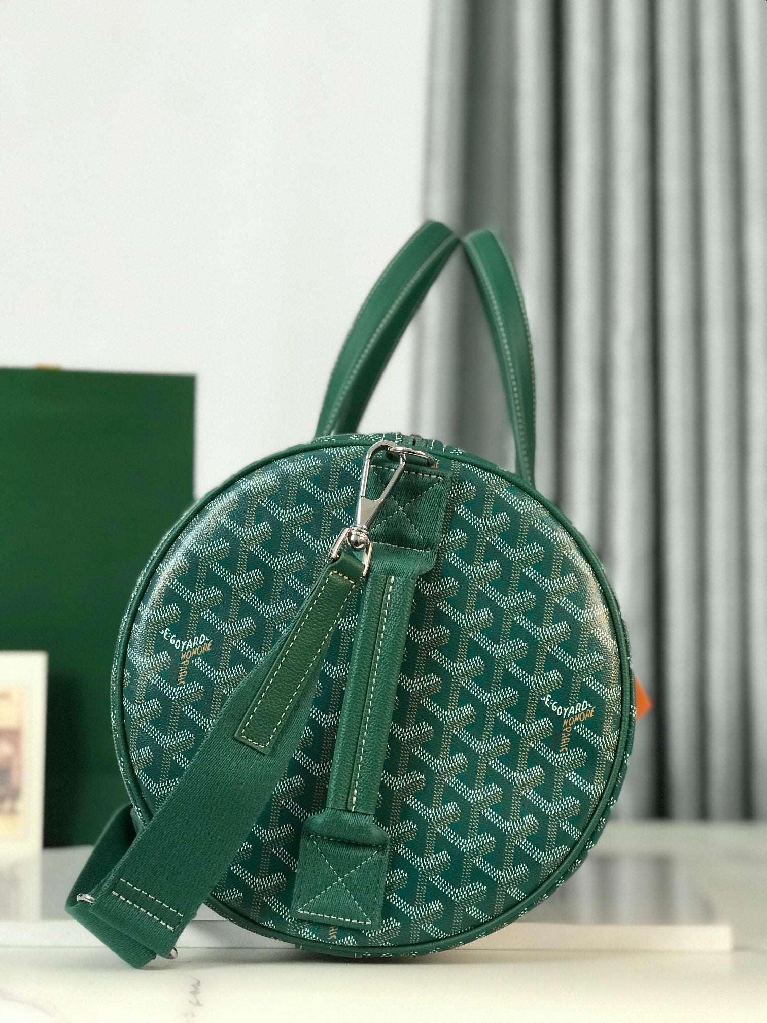 Goyard Barrel 40 Sports Bag Green Canvas & Calfskin