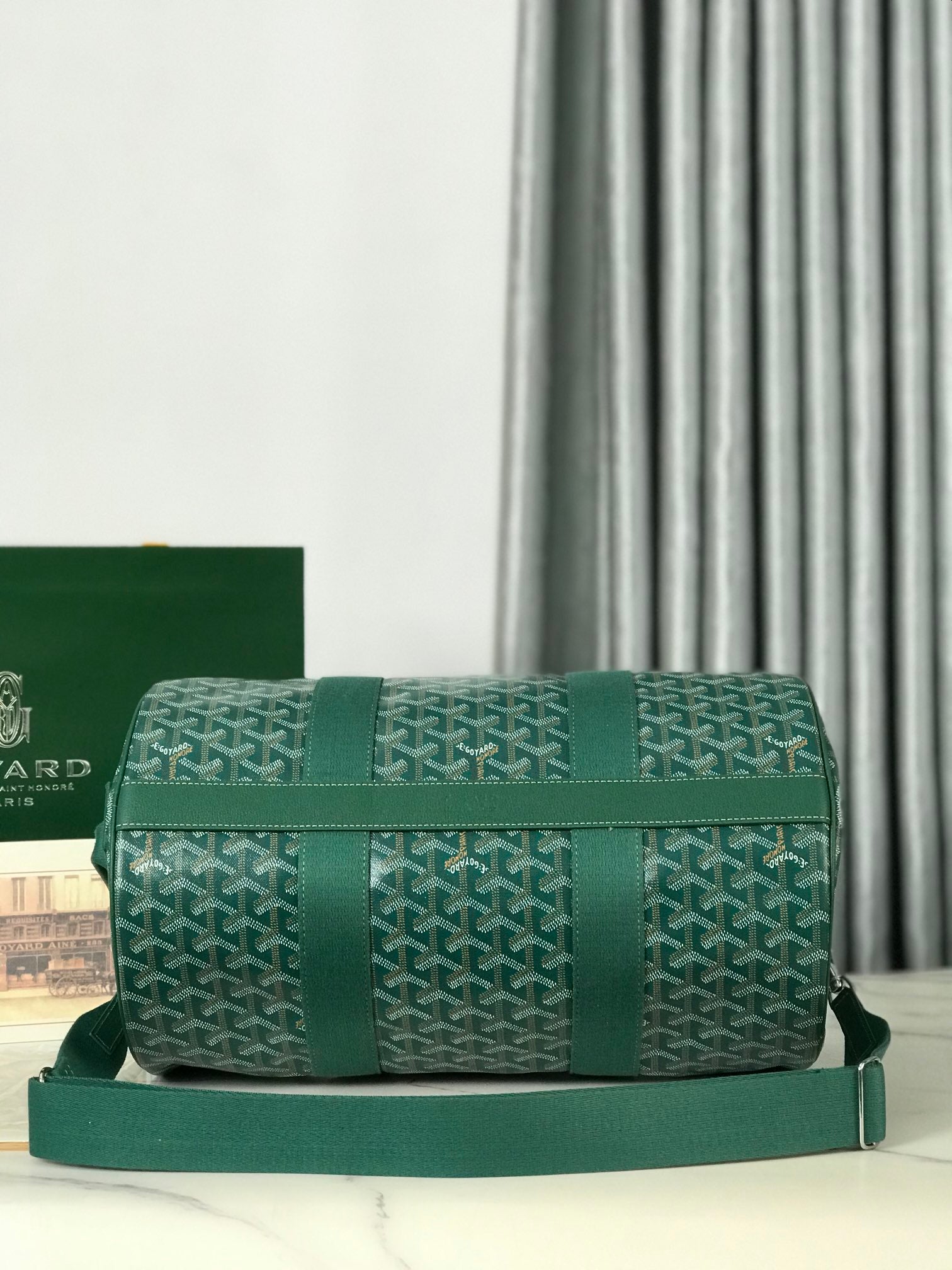 Goyard Barrel 40 Sports Bag Green Canvas & Calfskin