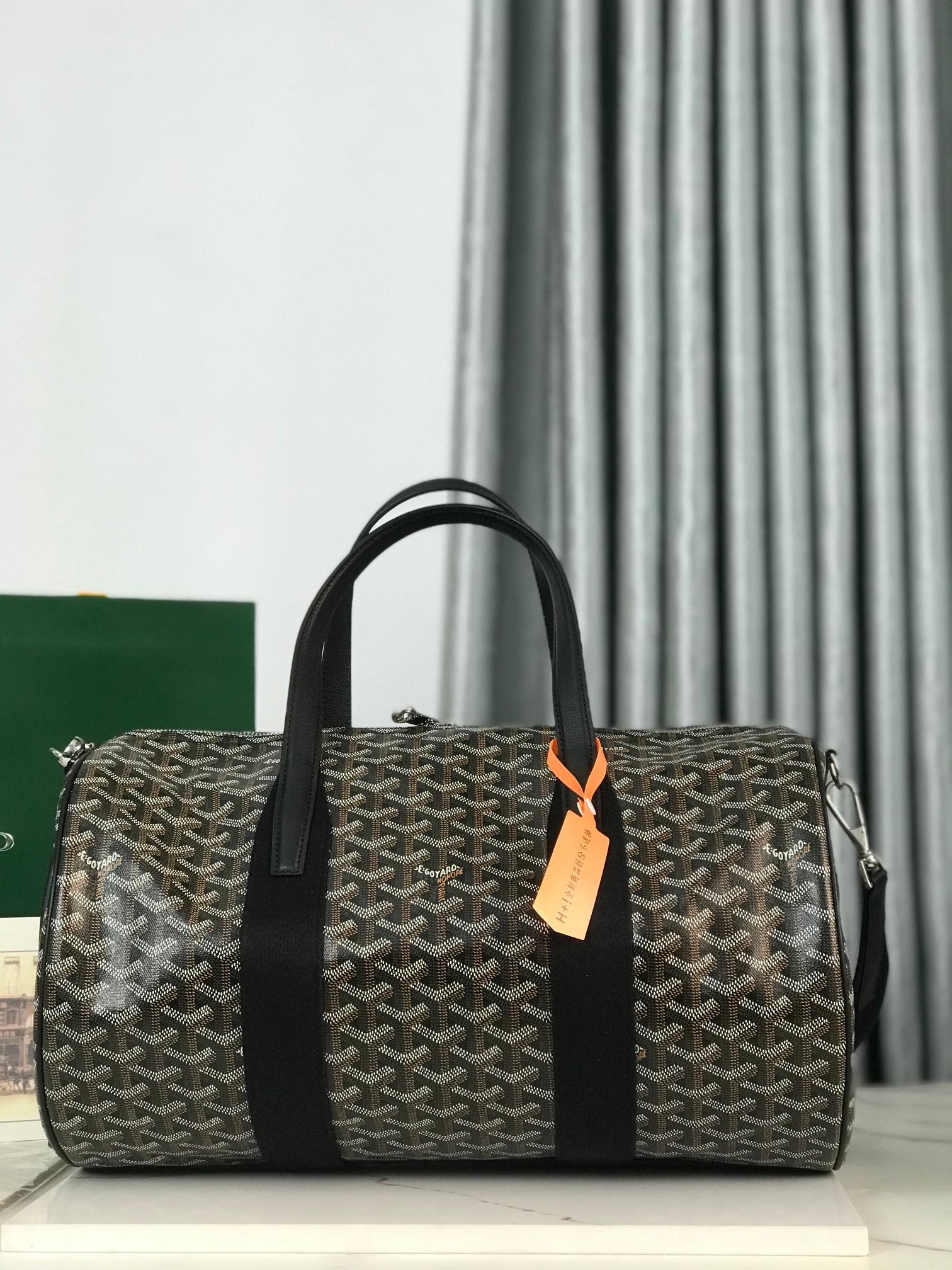 Goyard Barrel 40 Sports Bag Black Canvas & Calfskin