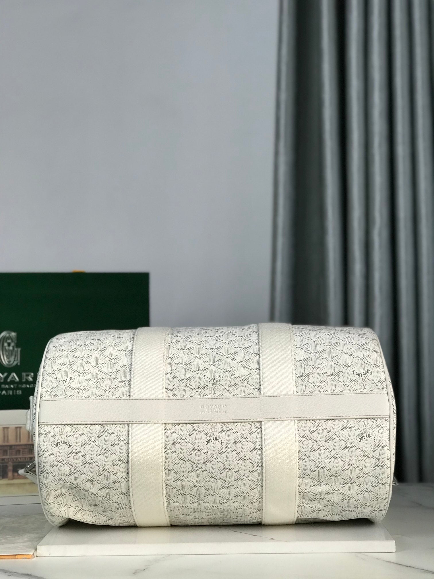 Goyard Barrel 40 Sports Bag White Canvas & Calfskin
