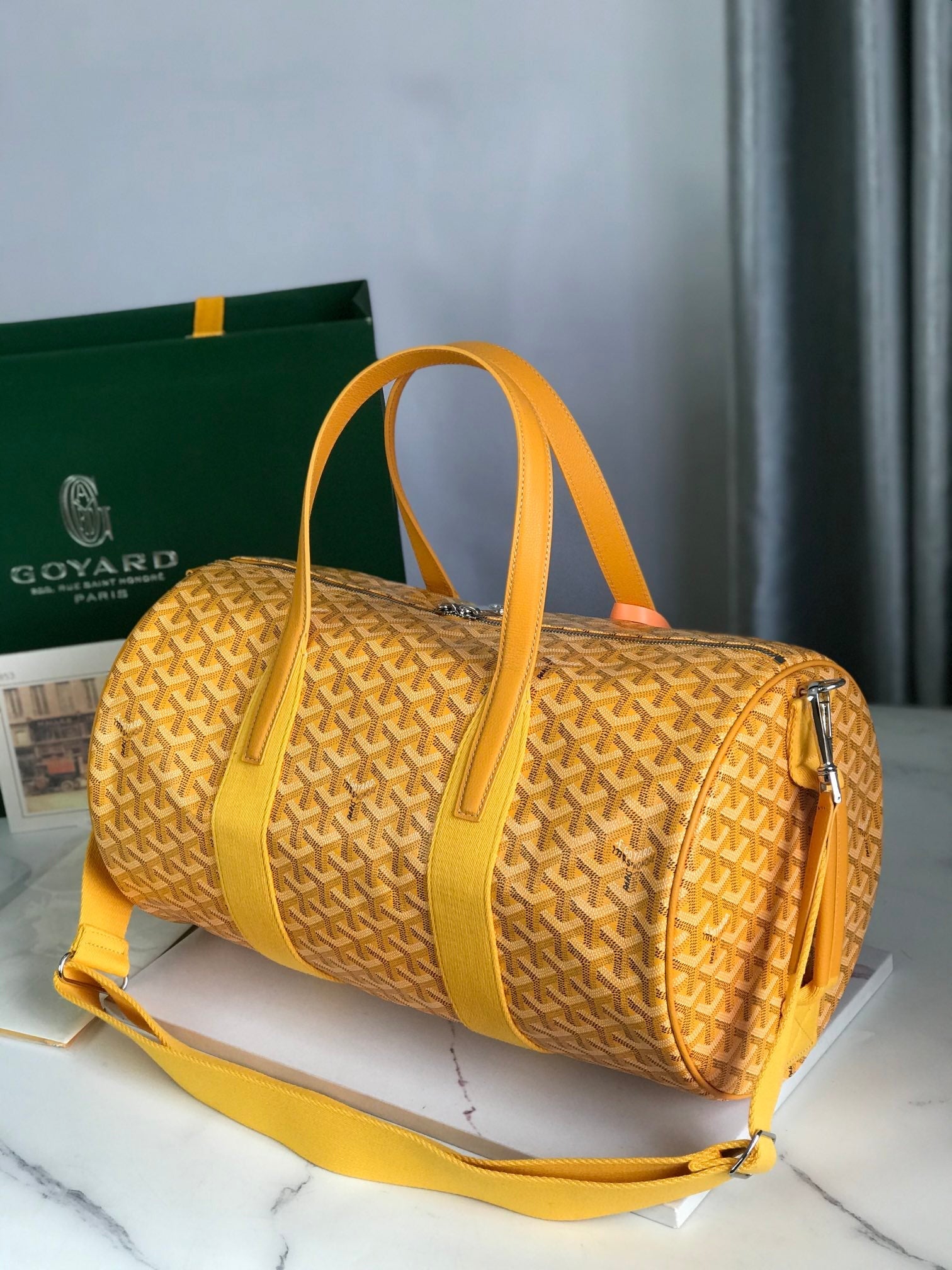 Goyard Barrel 40 Sports Bag Yellow Canvas & Calfskin