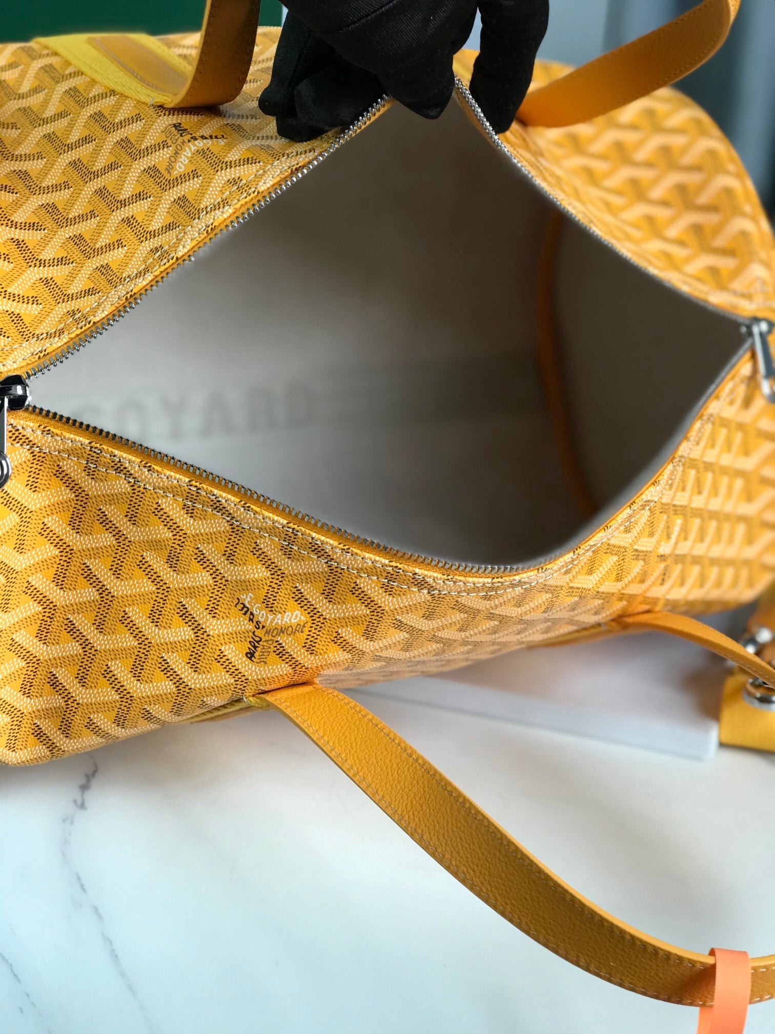 Goyard Barrel 40 Sports Bag Yellow Canvas & Calfskin