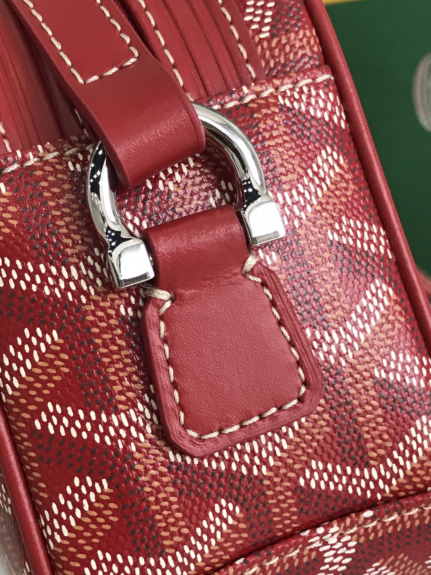 Goyard Cap-Vert Camera Bag Red Calfskin Canvas 290856