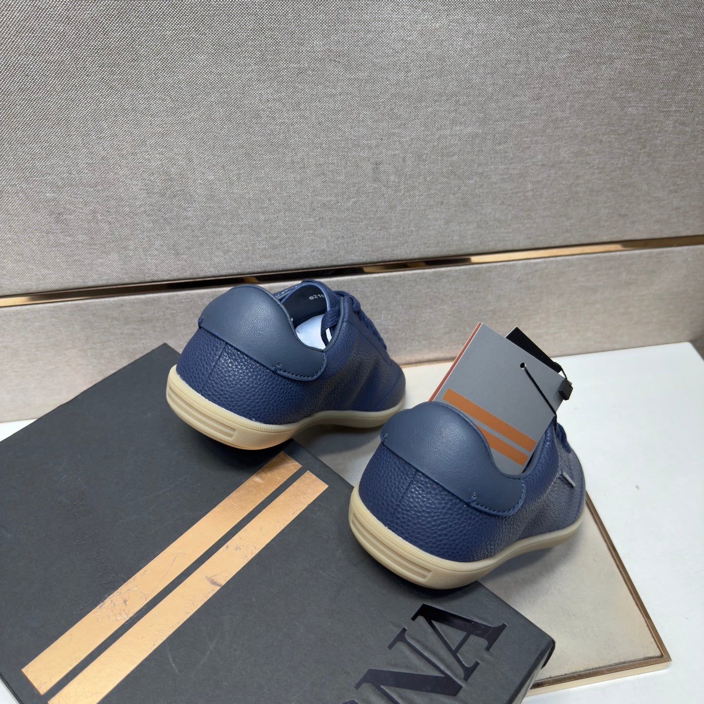 Zegna 232 Men’s Sneakers Dark Blue Grain Leather 178304