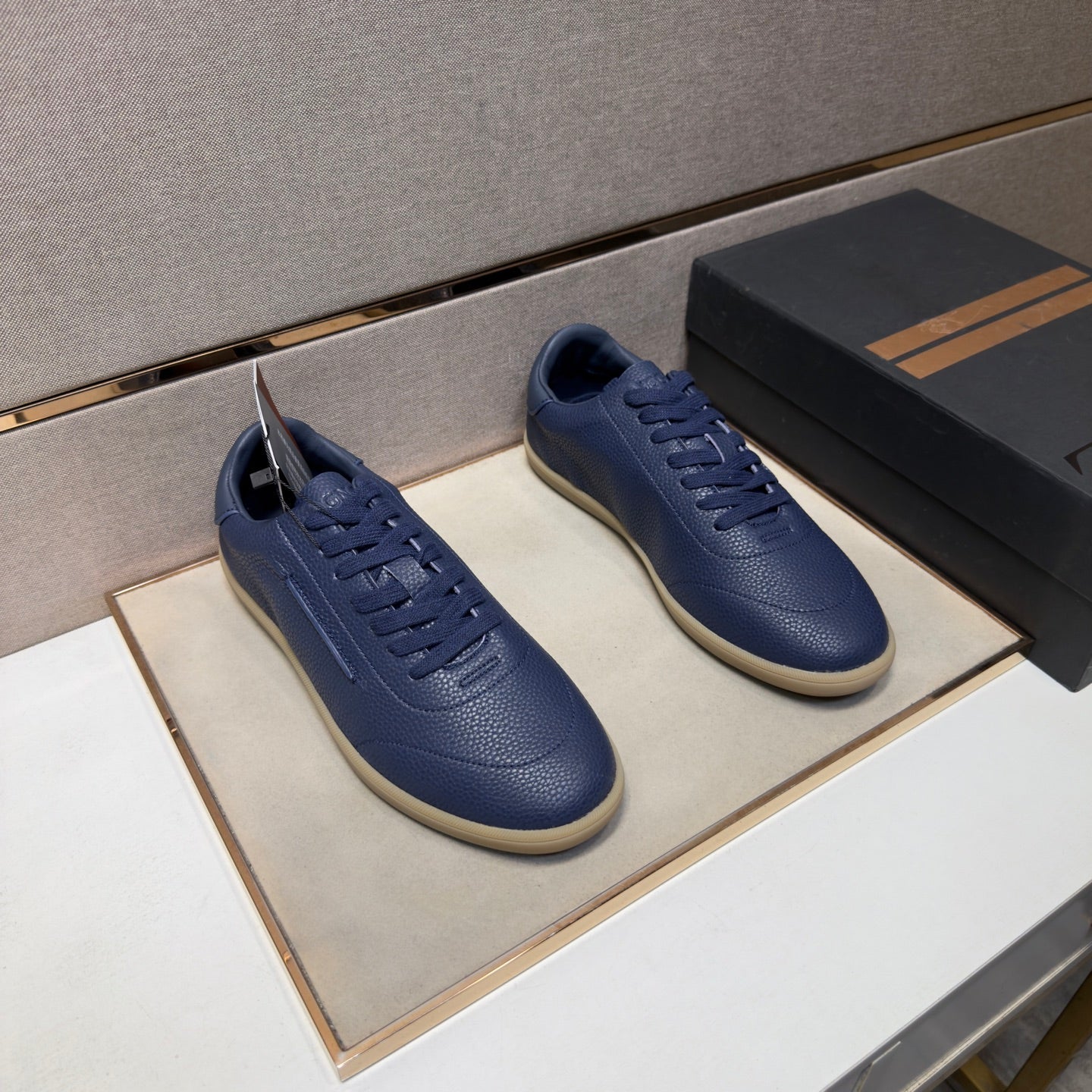 Zegna 232 Men’s Sneakers Dark Blue Grain Leather 178304