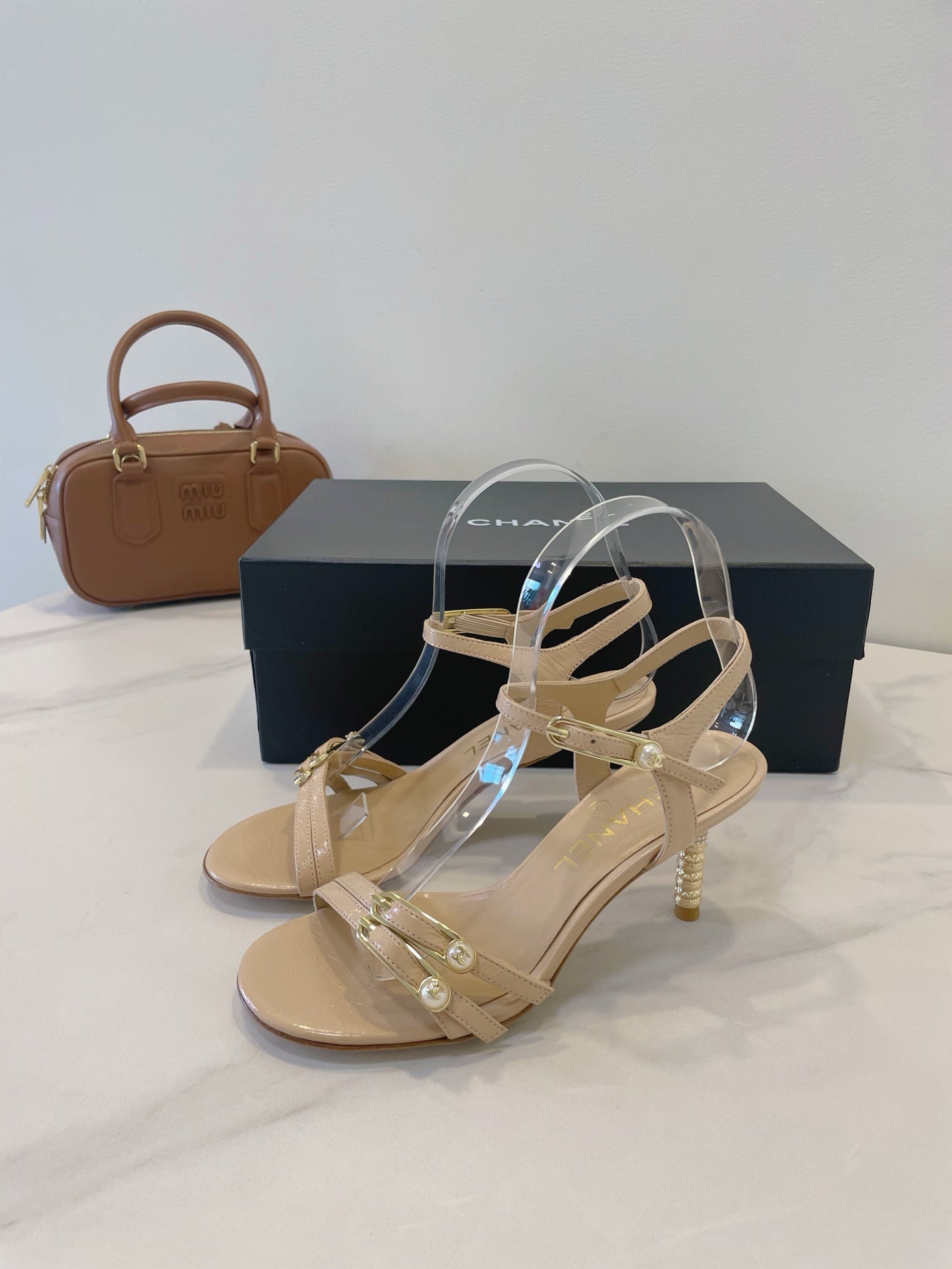 CC 26s High-Heeled Sandals 6.5cm Beige Lambskin 941632