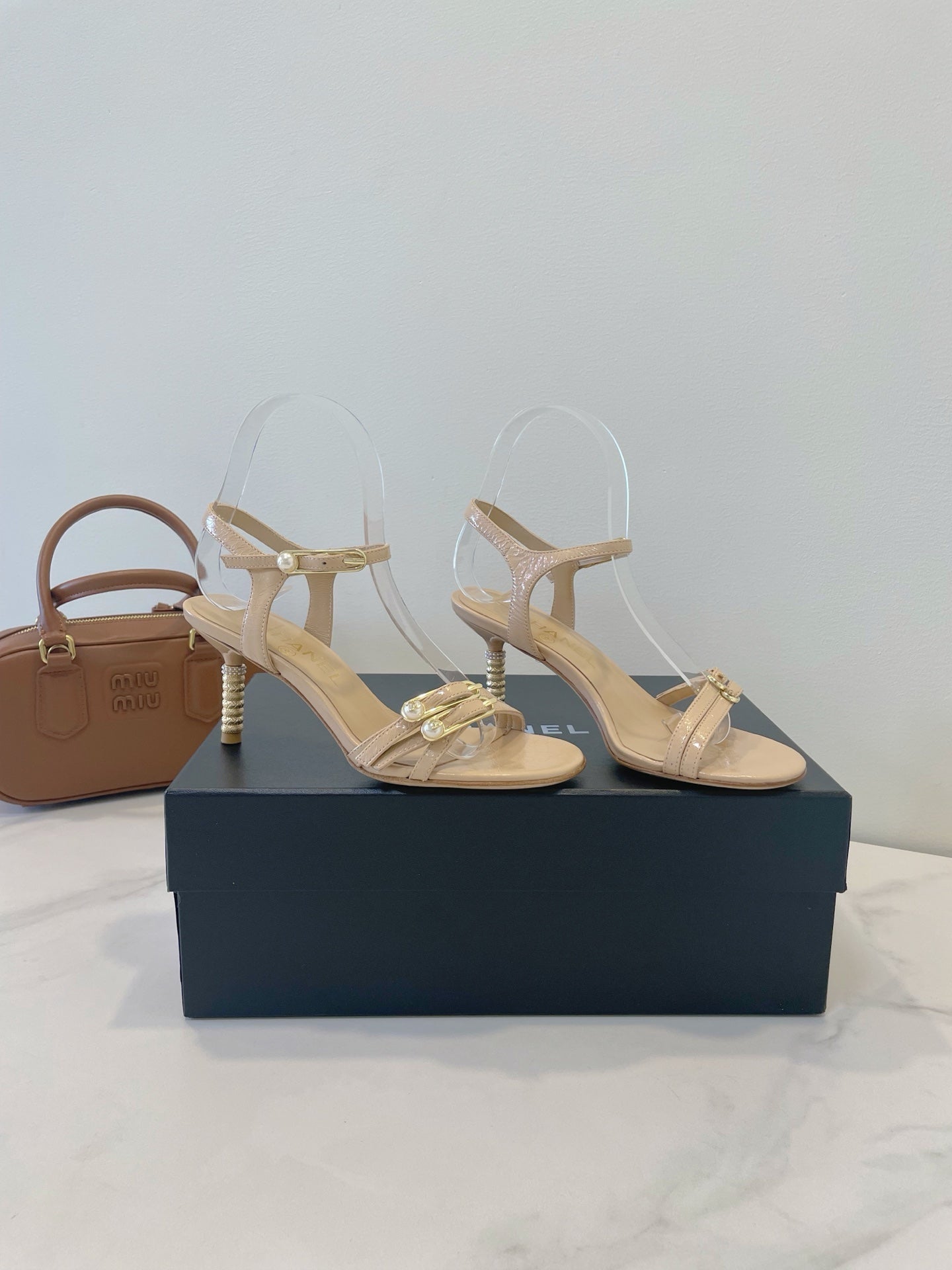 CC 26s High-Heeled Sandals 6.5cm Beige Lambskin 941632
