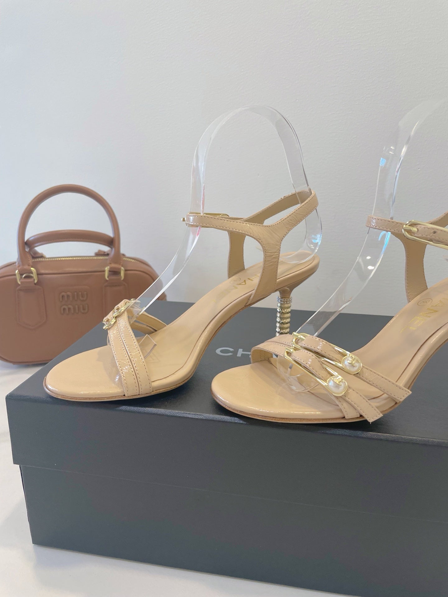 CC 26s High-Heeled Sandals 6.5cm Beige Lambskin 941632