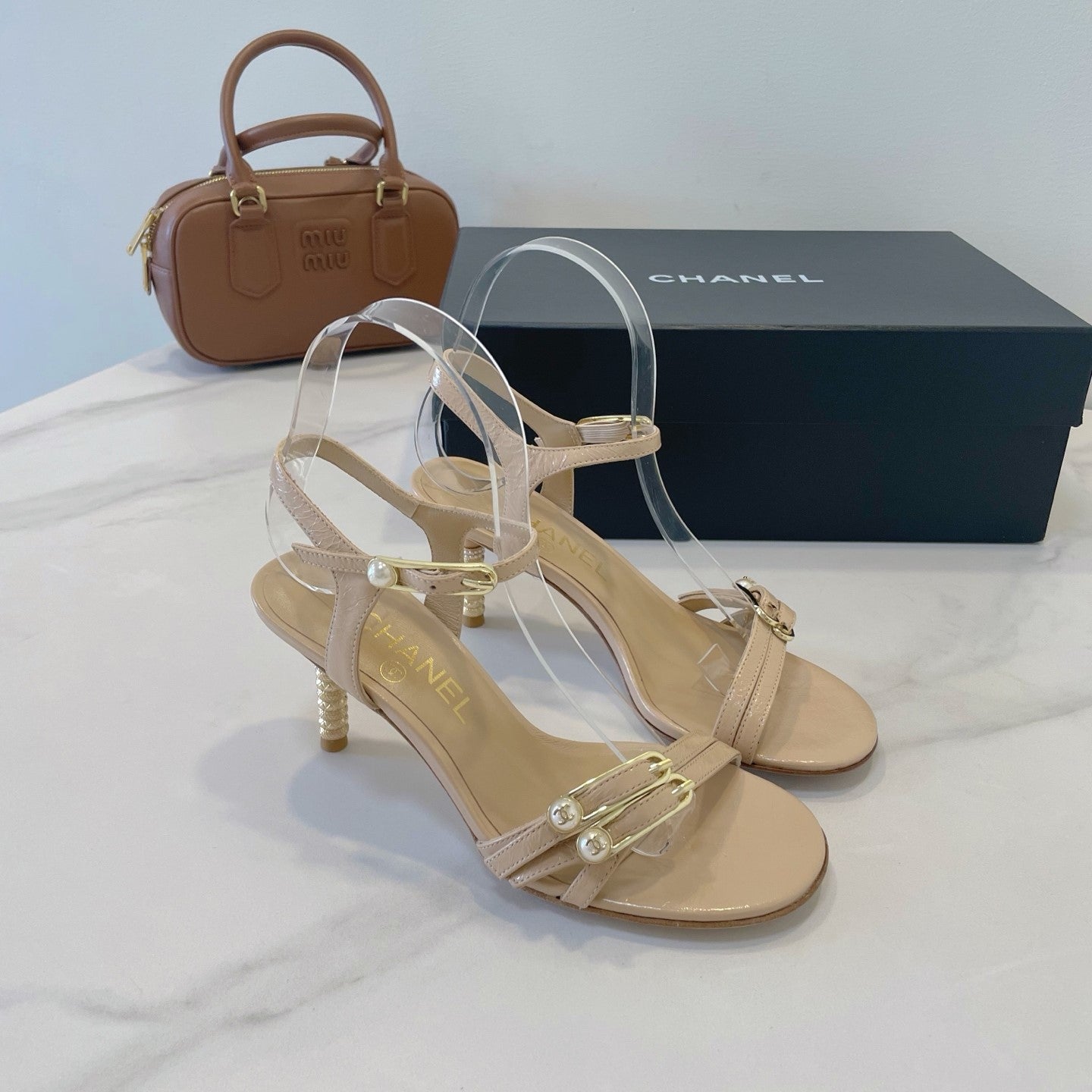 CC 26s High-Heeled Sandals 6.5cm Beige Lambskin 941632
