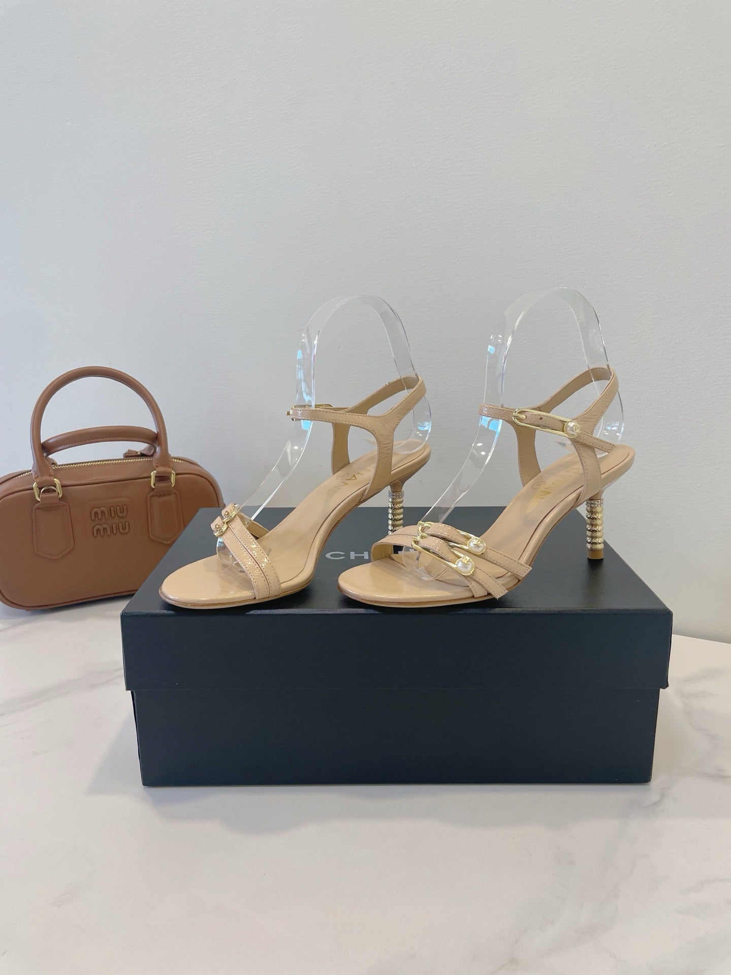 CC 26s High-Heeled Sandals 6.5cm Beige Lambskin 941632